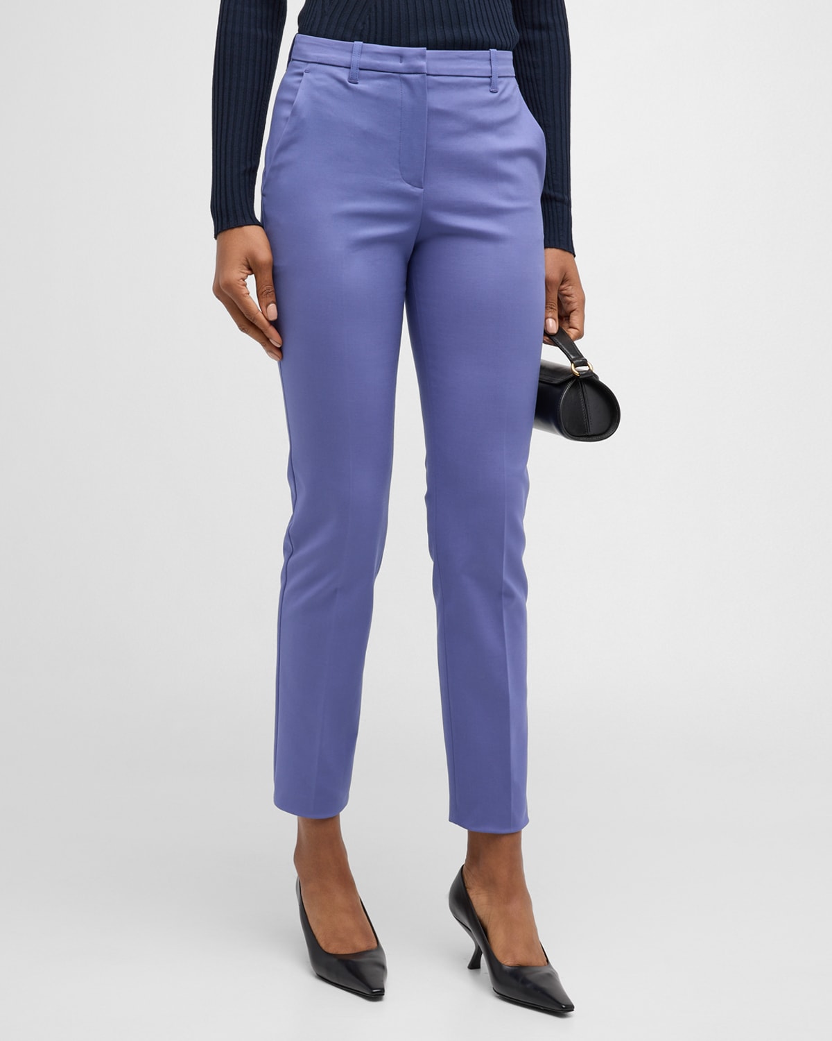Shop Emporio Armani High-rise Cropped Straight-leg Trousers In Deep Blue