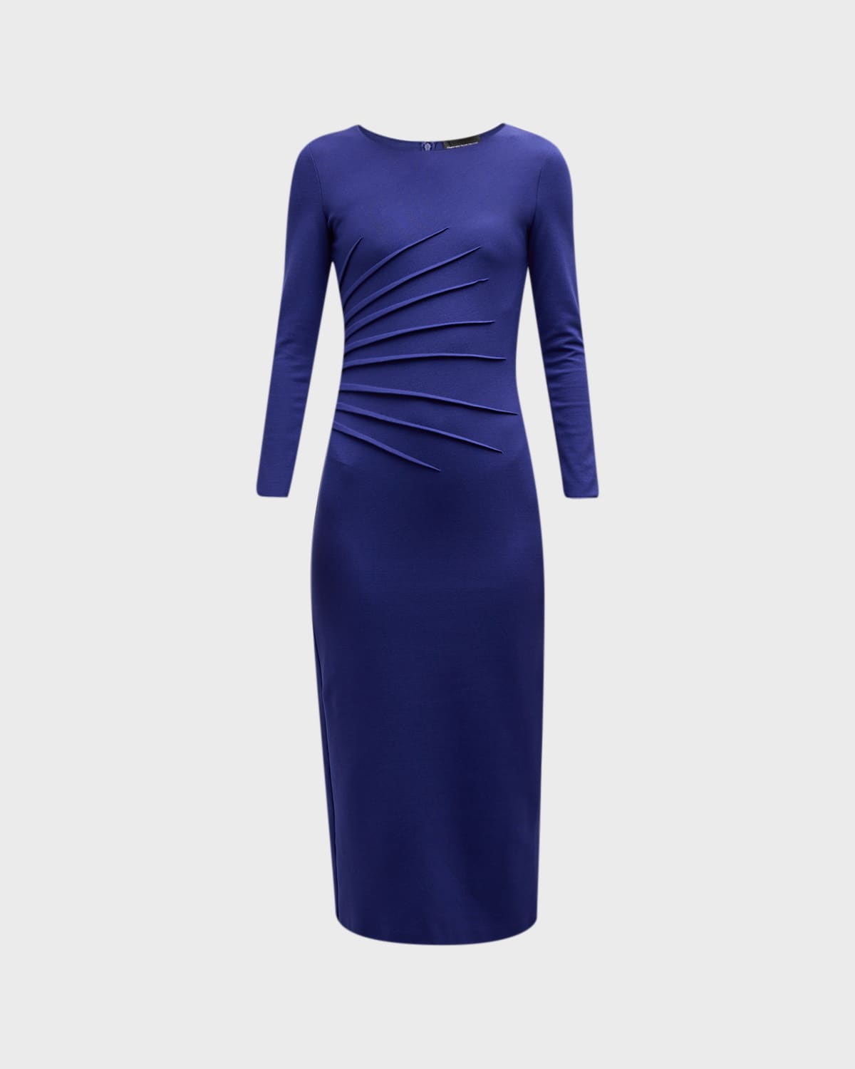 Shop Emporio Armani Pintuck Jersey Midi Sheath Dress In Dark Purple