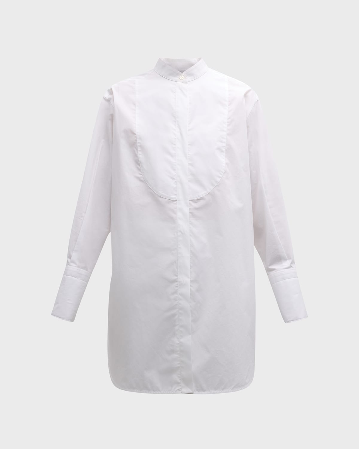 Emporio Armani Bib Front Tunic Shirt In Solid White