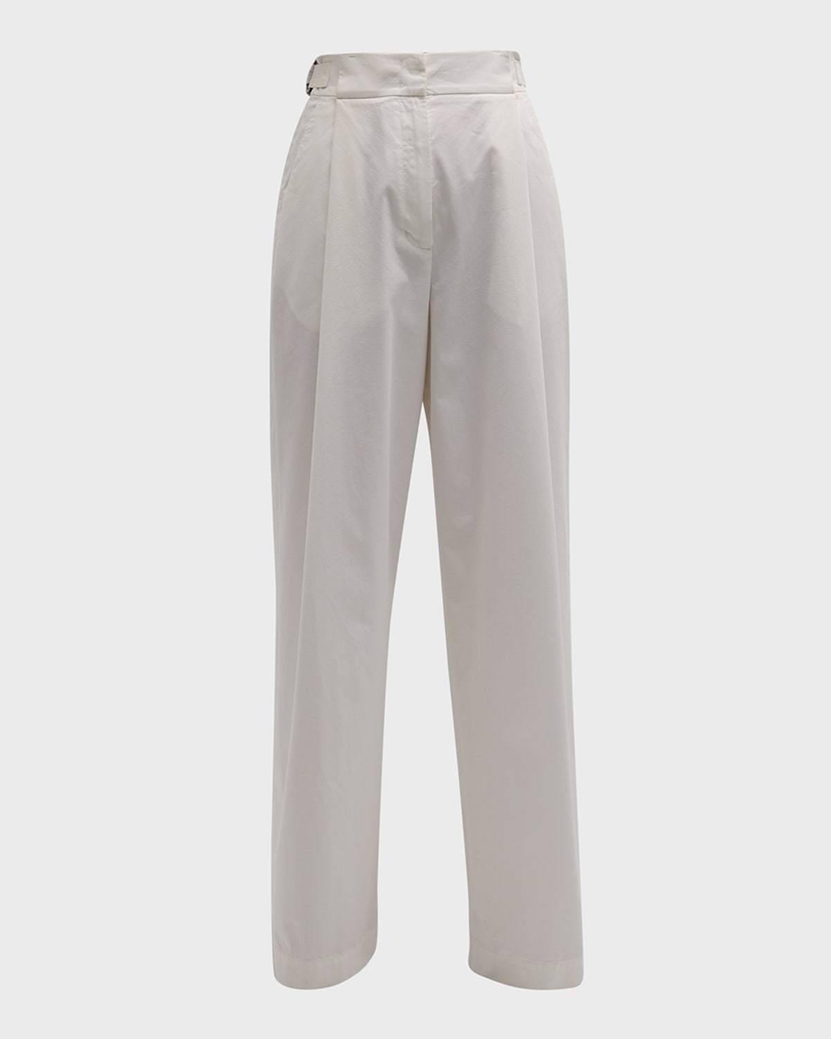 Shop Emporio Armani Pleated High-rise Wide-leg Chino Pants In White