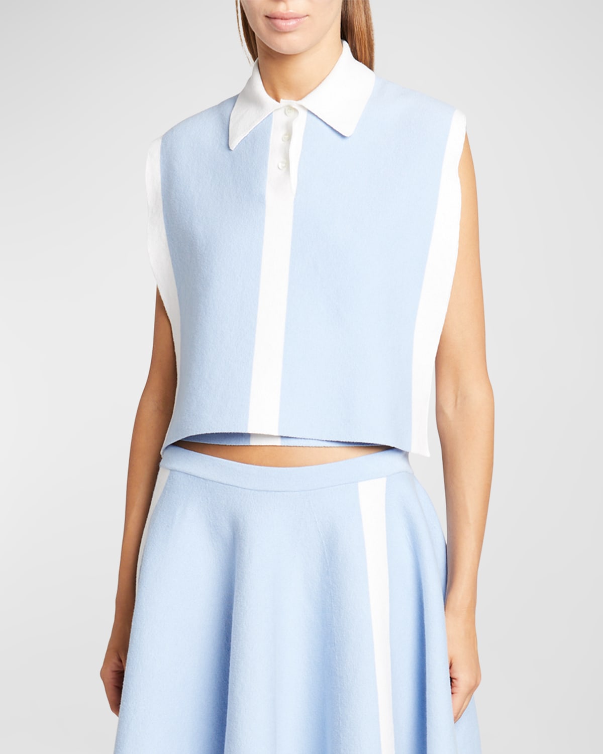 Shop Jw Anderson Layered Contrast Cashmere Polo Vest In Blue