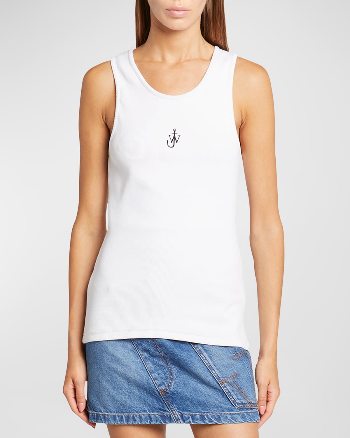 Shop Jw Anderson Anchor Logo Embroidered Tank Top In White