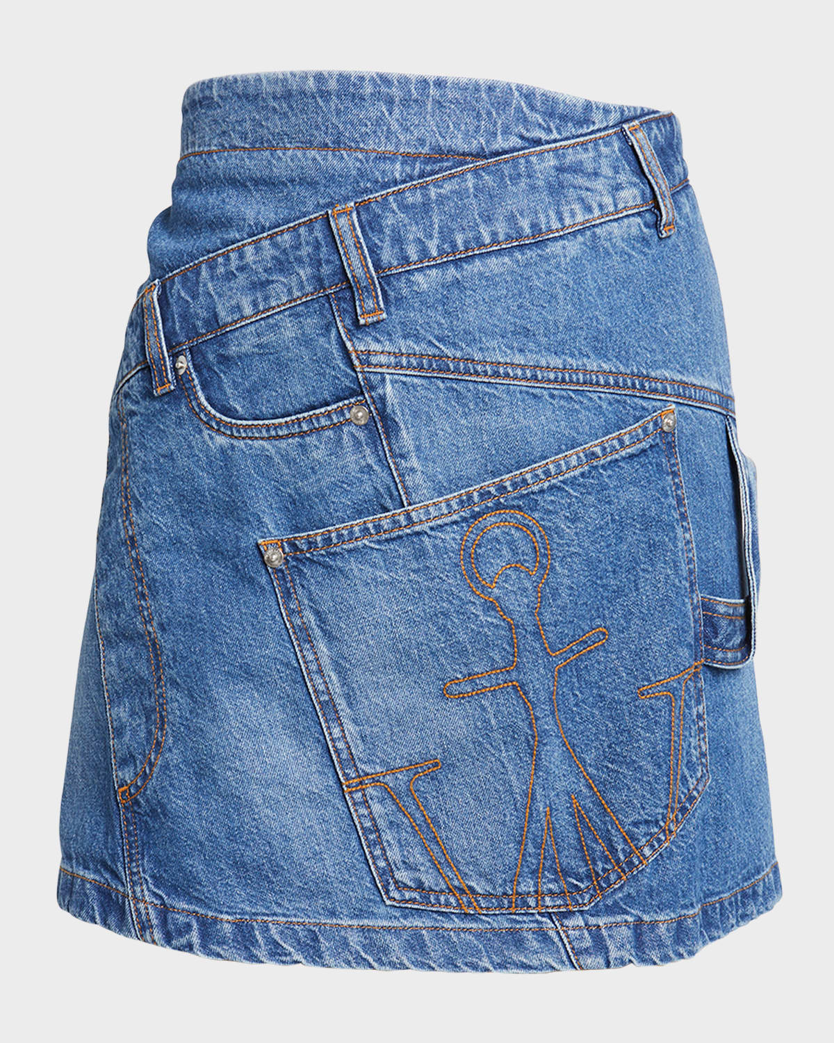 Shop Jw Anderson Twisted Denim Mini Skirt In Light Blue