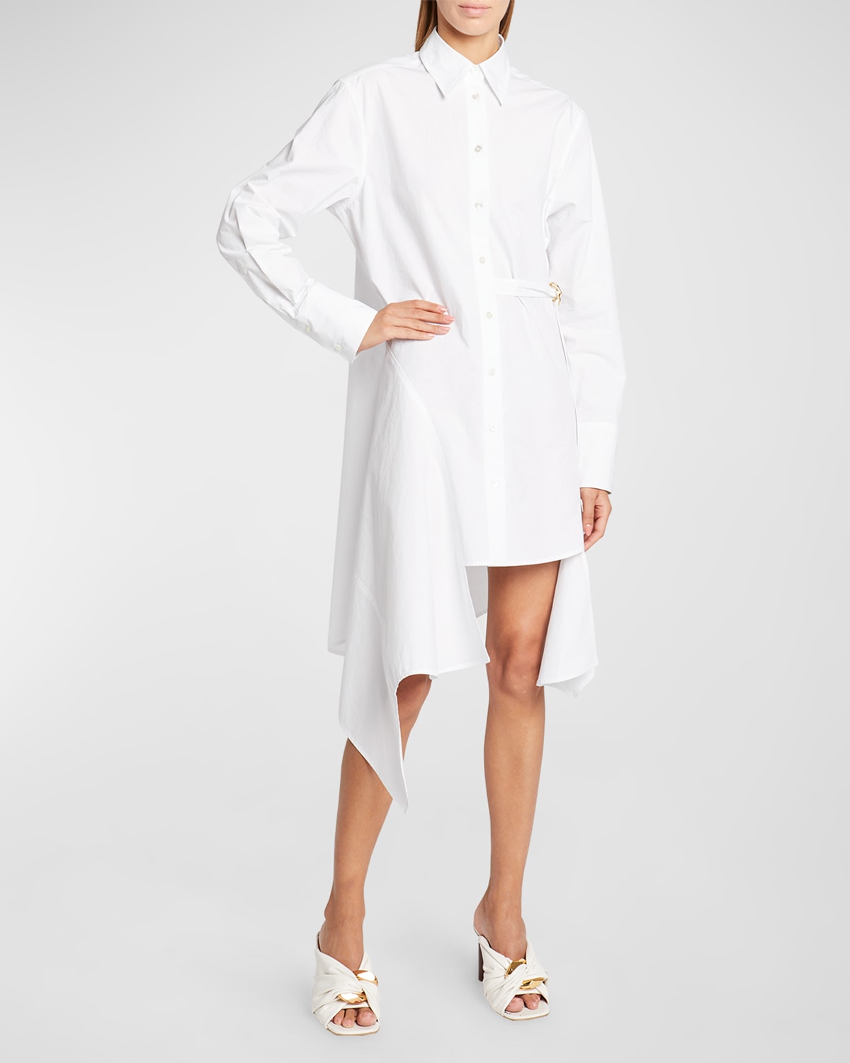 Jw Anderson Deconstructed Long-sleeve Shirtdress In White