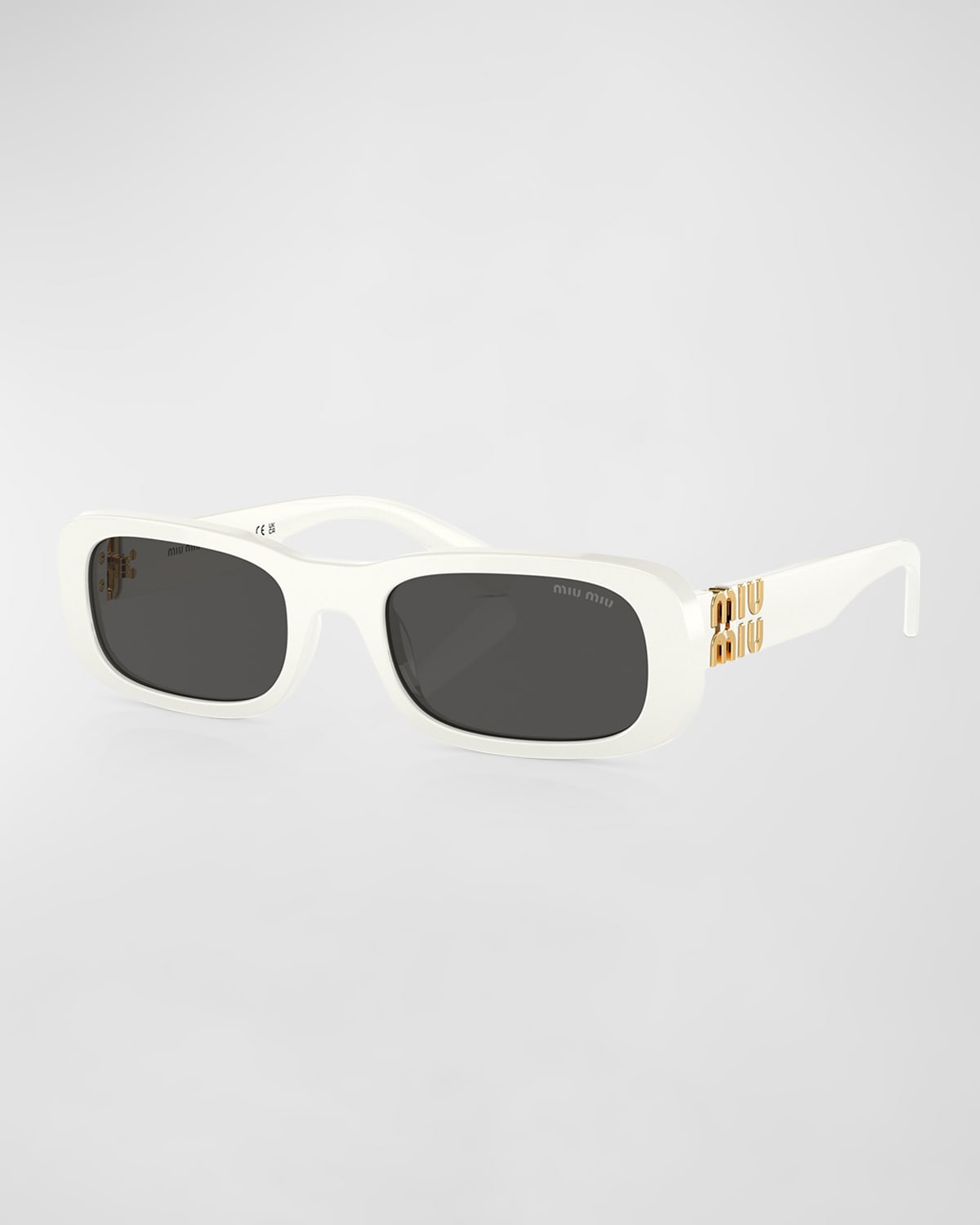 Miu Miu Logo Acetate Rectangular Sunglasses In Dark Grey