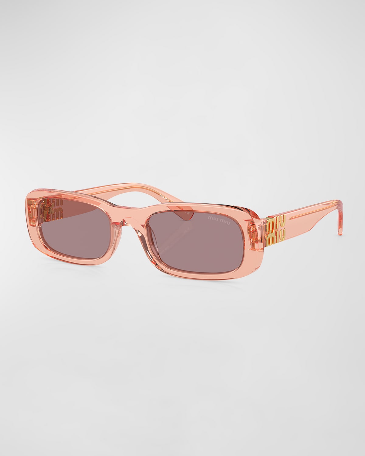 Shop Miu Miu Logo Acetate Rectangular Sunglasses In Purple