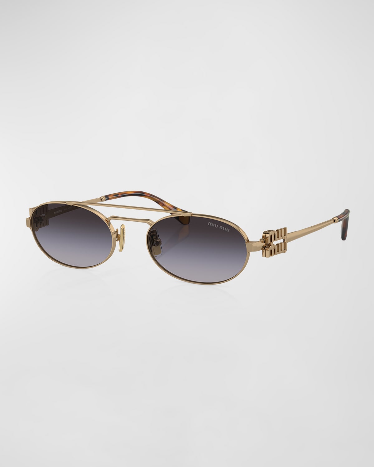 Miu Miu Metal Oval Sunglasses In Antiq Cop