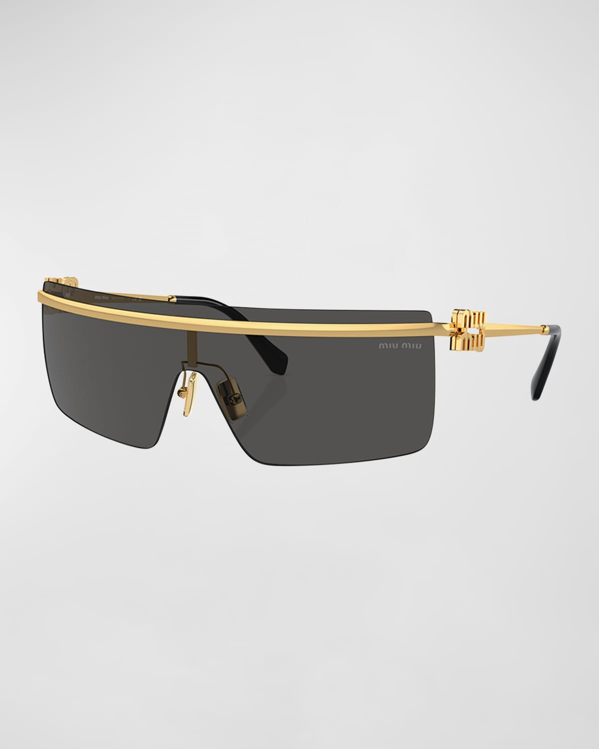 Miu Miu Metal Shield Sunglasses In Gold