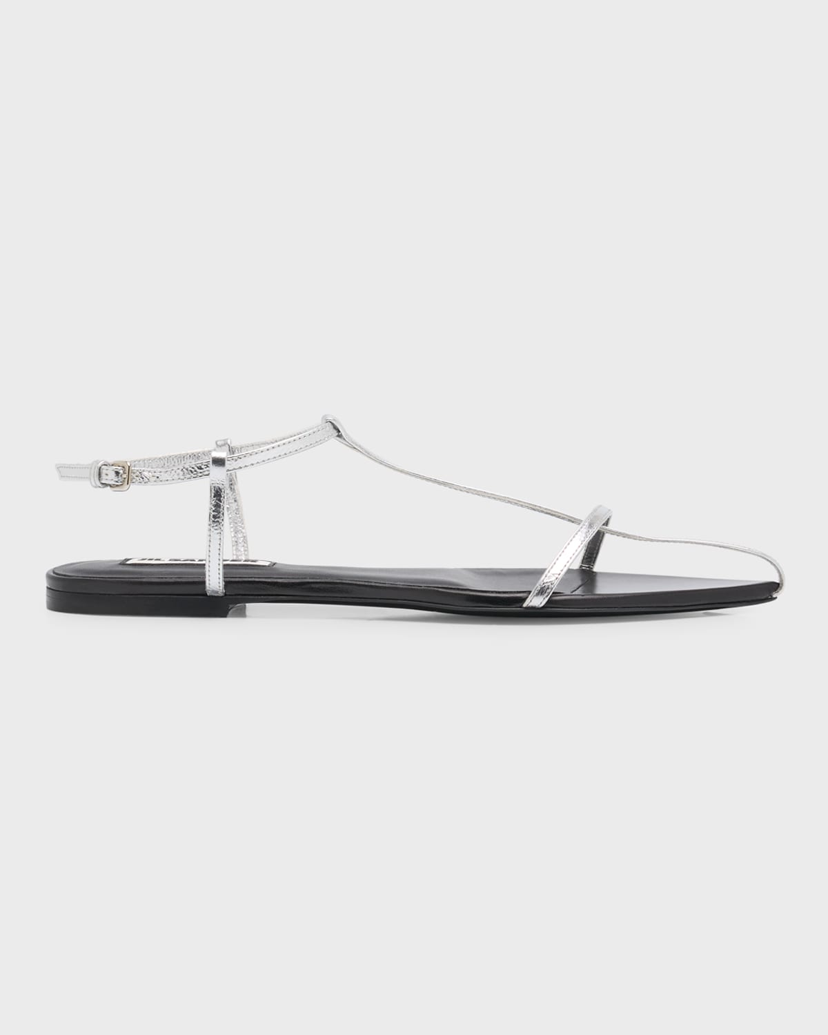 Metallic T-Strap Flat Sandals