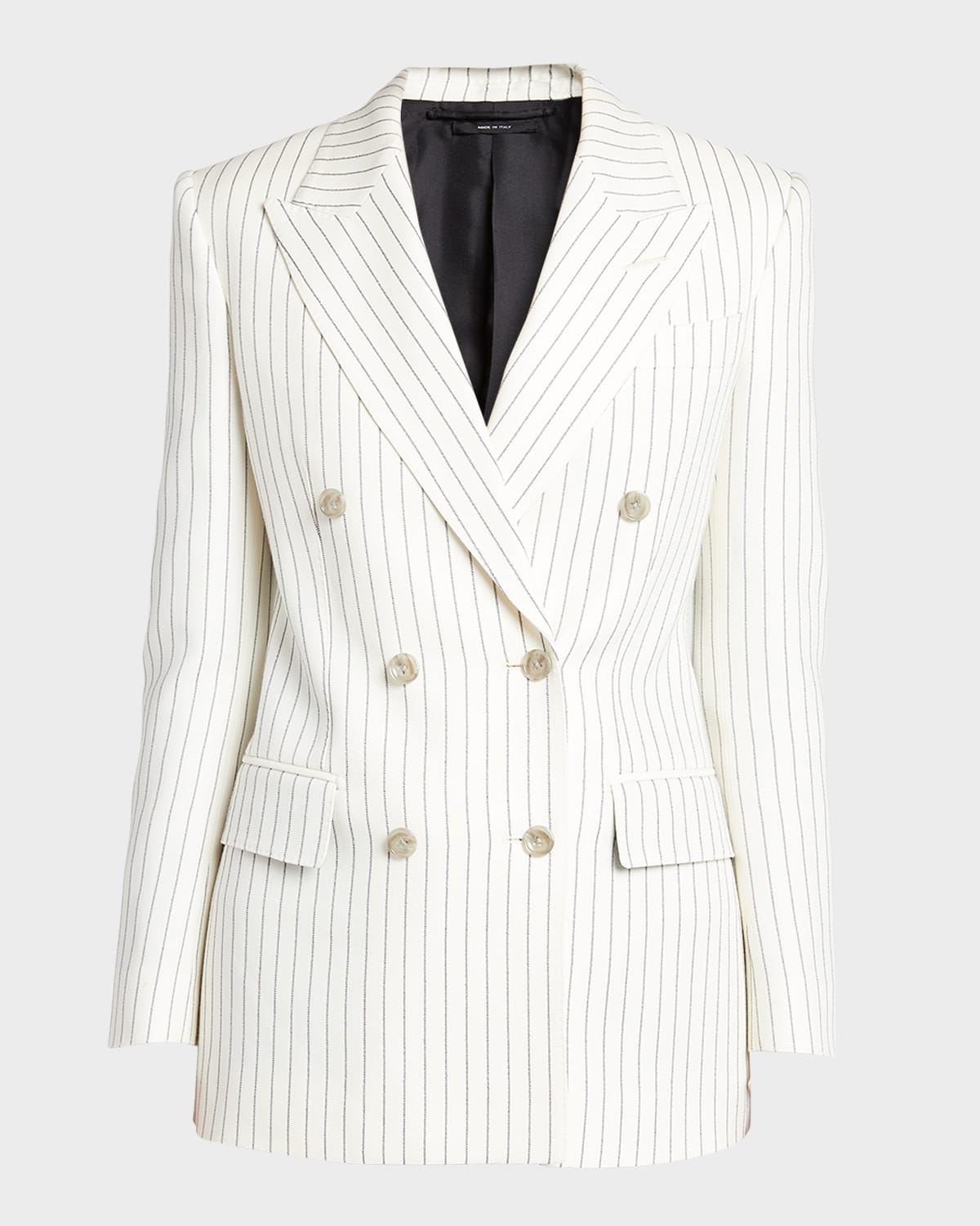 Tom Ford Double-breasted Blazer In Ecrublack