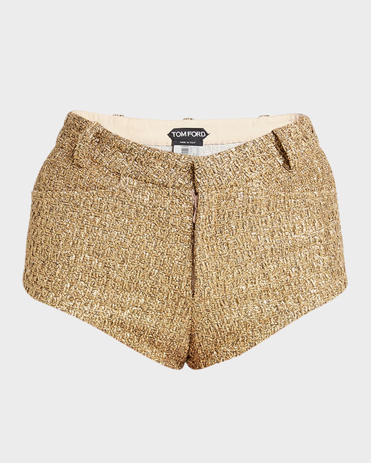 Shop Tom Ford Tweed Wool-blend Hot Shorts In Antique Go