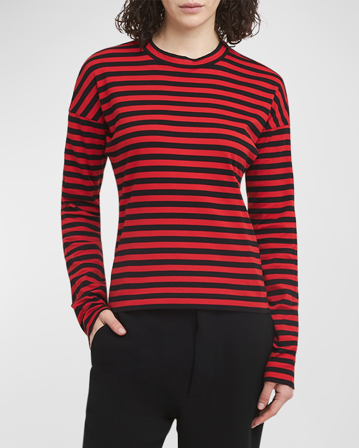 Plan C Riga Marinaio Striped Jersey Long-sleeve Shirt In Red