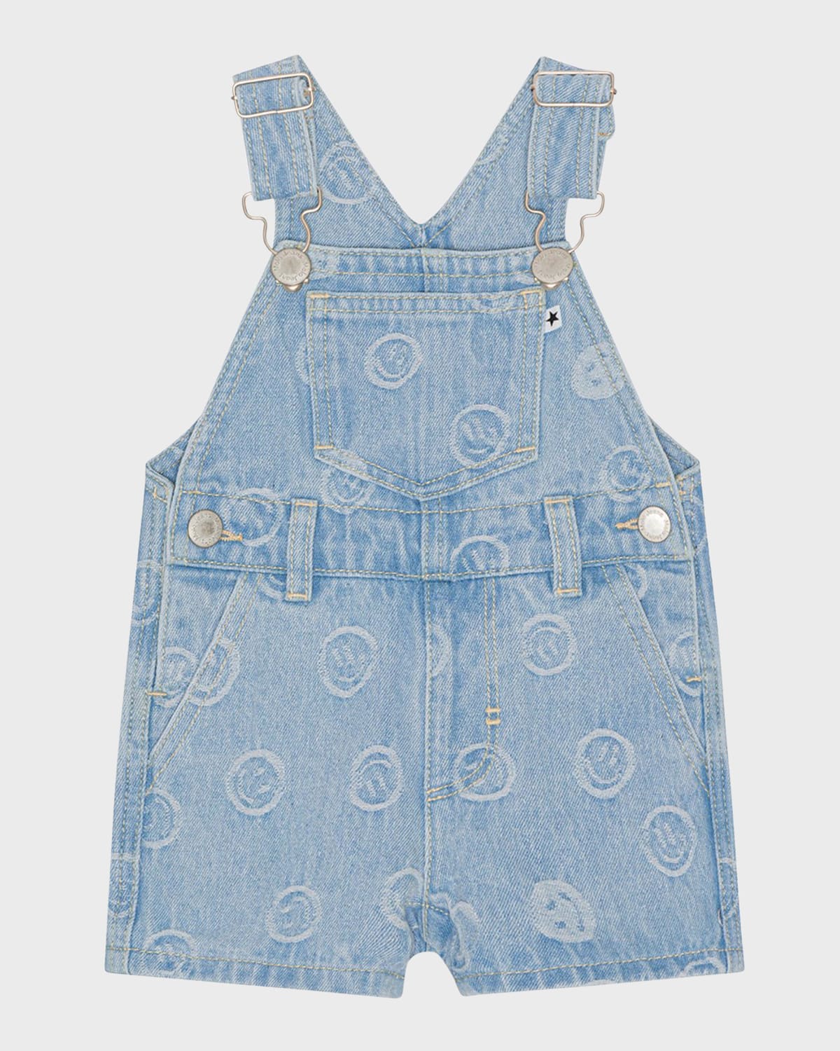 Kid's Spot Happy Face Printed Overalls, Size 9M-3
