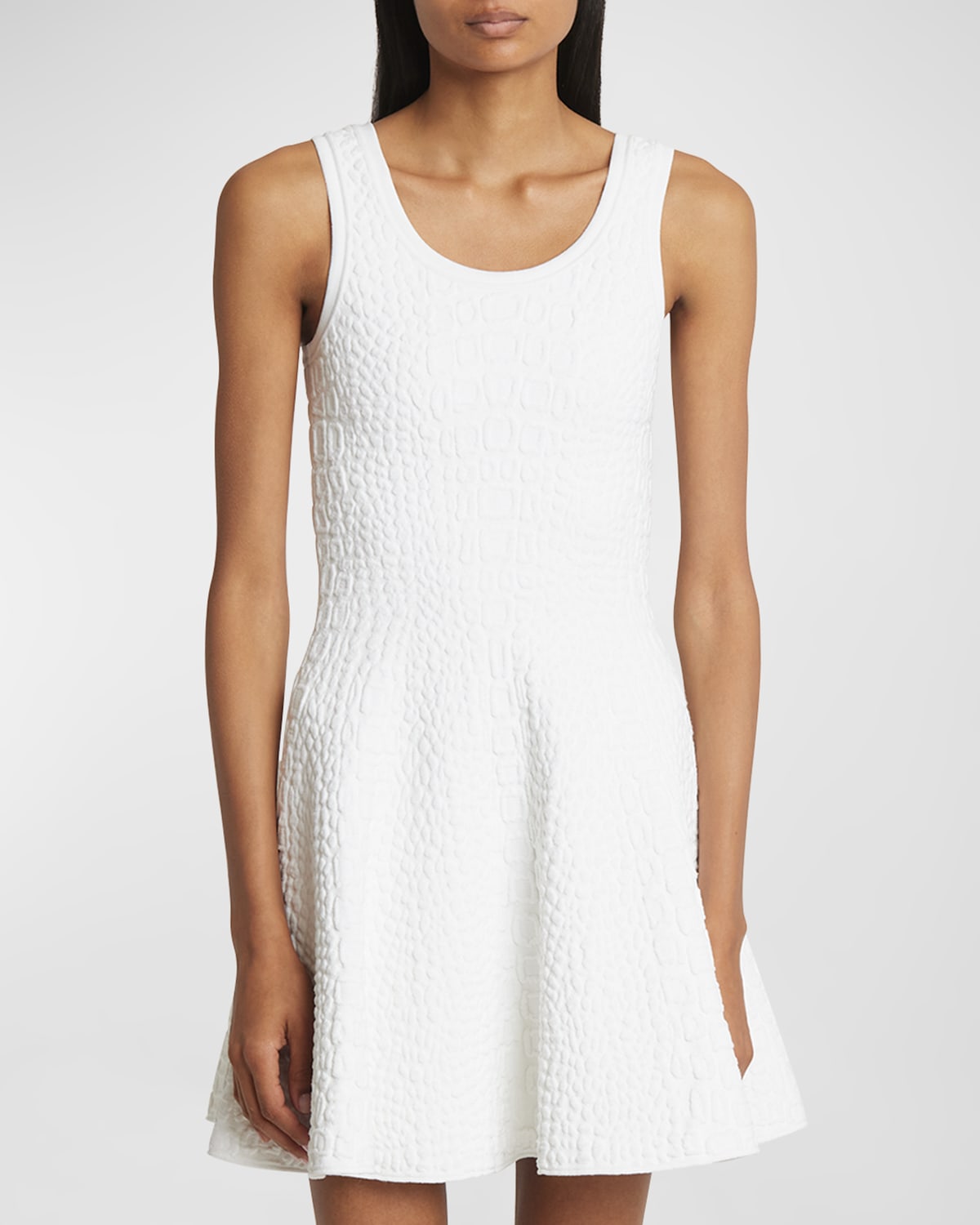 Alaïa Croco Textured Mini Dress In Blanc