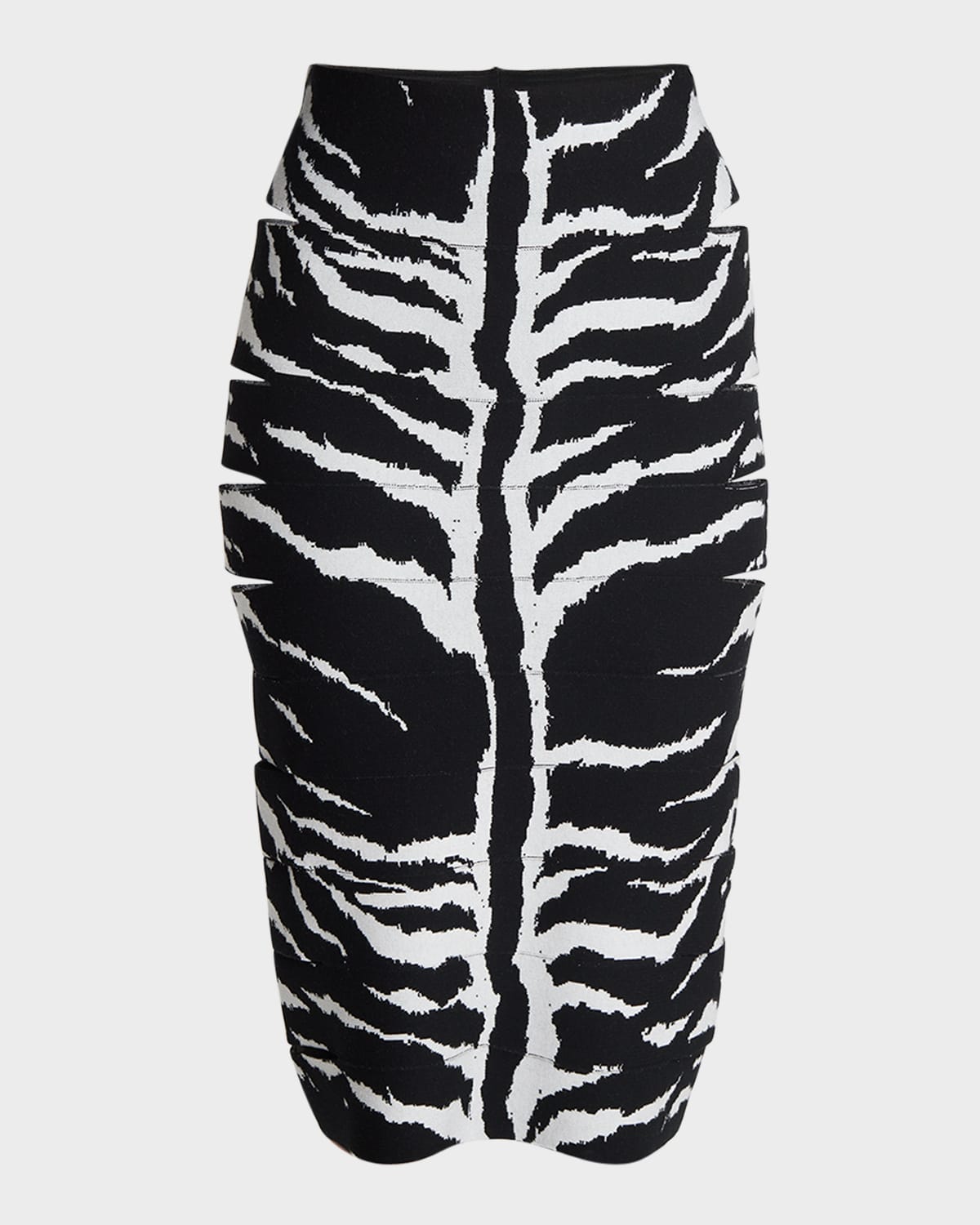 Alaïa Zebra-print Pencil Skirt With Cutout Detail In Blancnoir