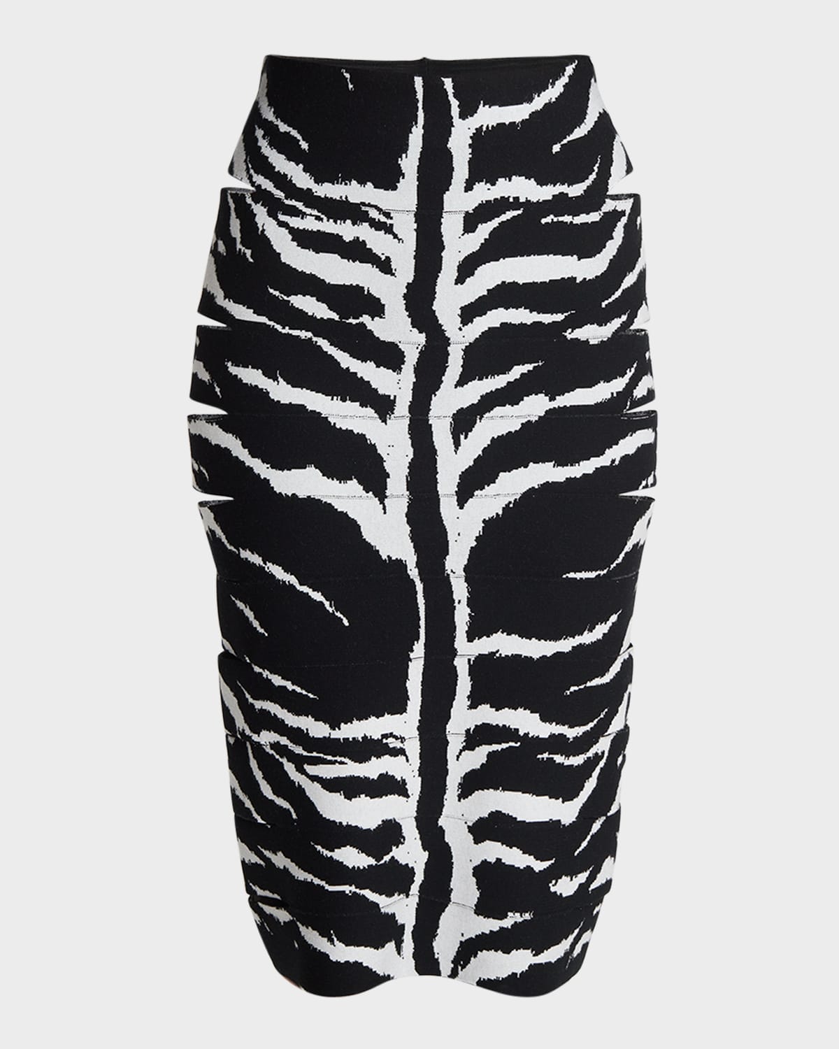 Zebra-Print Pencil Skirt with Cutout Detail