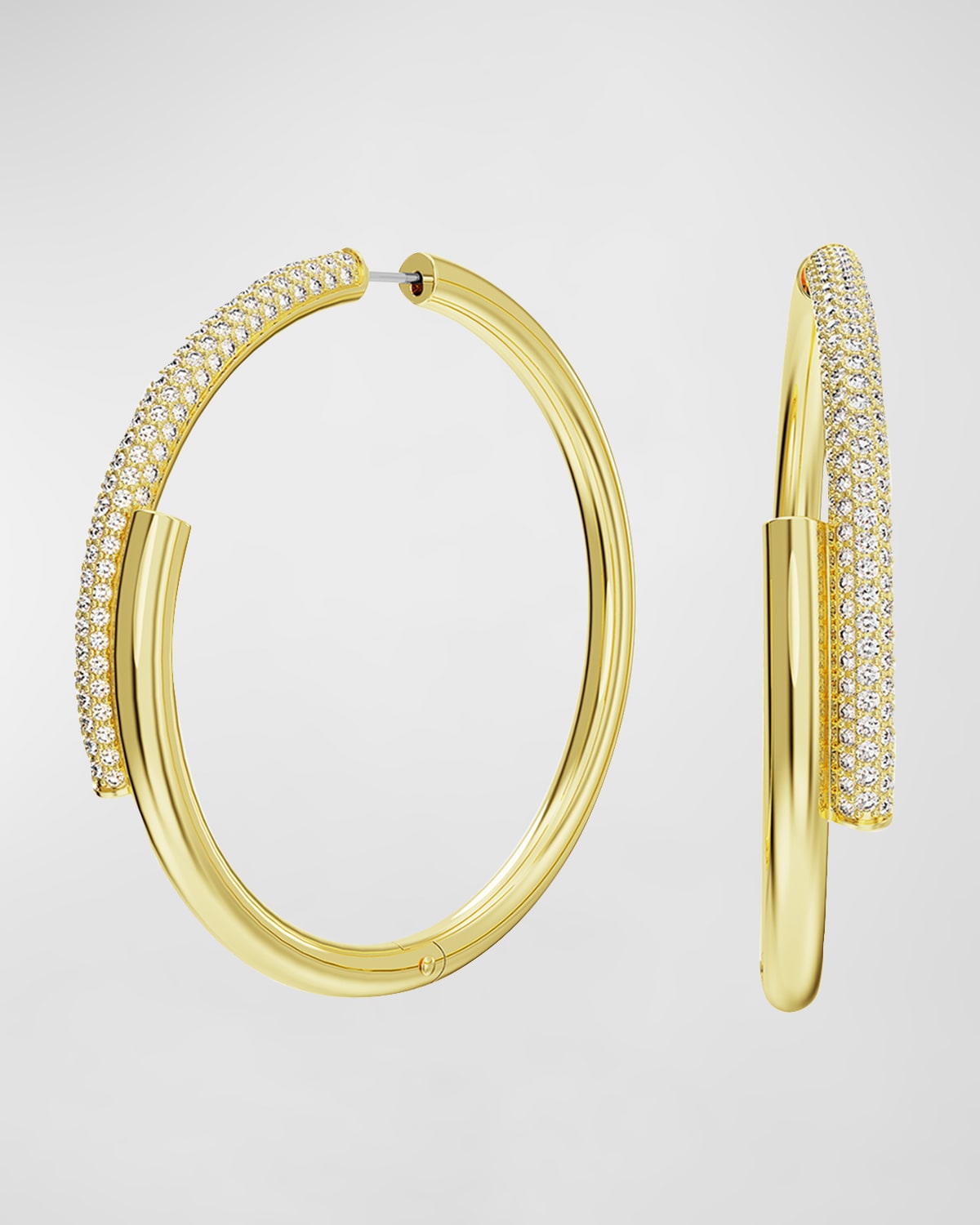 Swarovski Dextera Crystal Pave Crossover Hoop Earrings In Gold