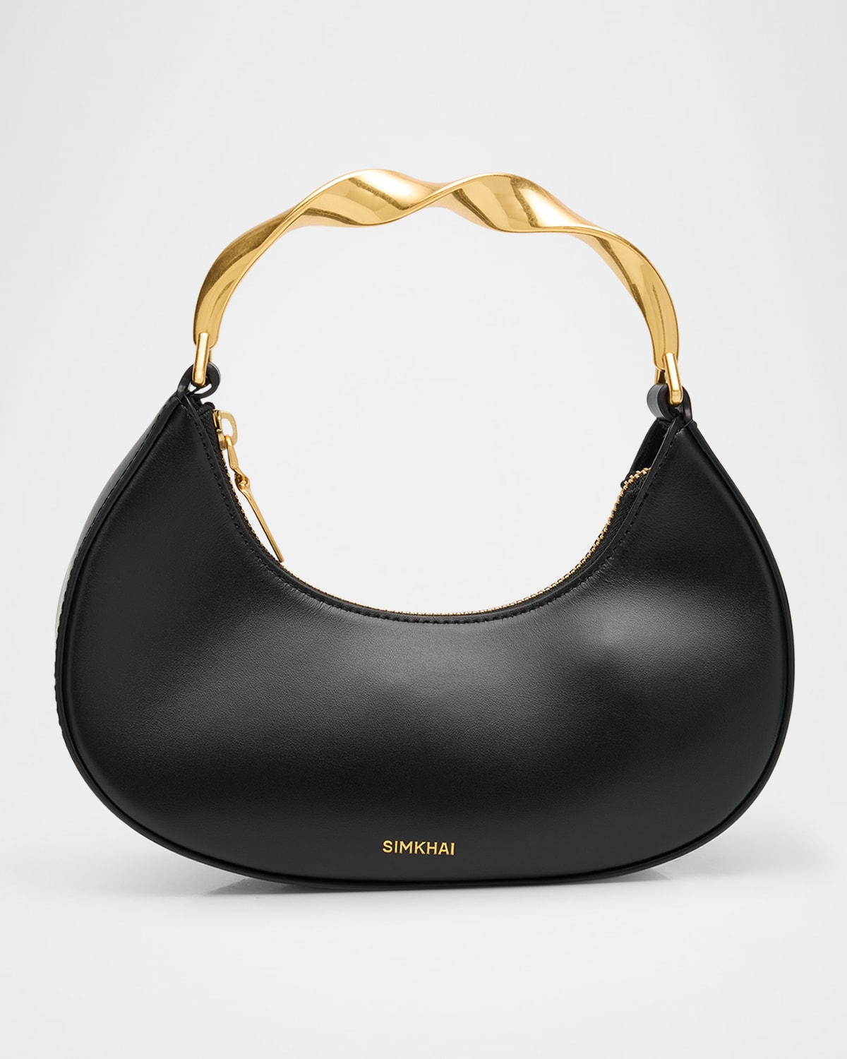 Simkhai Nixi Twist Leather Top-handle Bag In Black