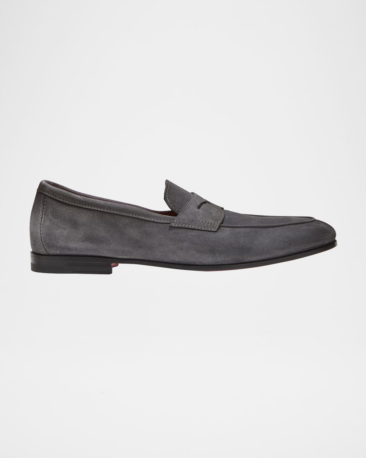 Santoni Suede Carlos Penny Loafers In Dark Grey