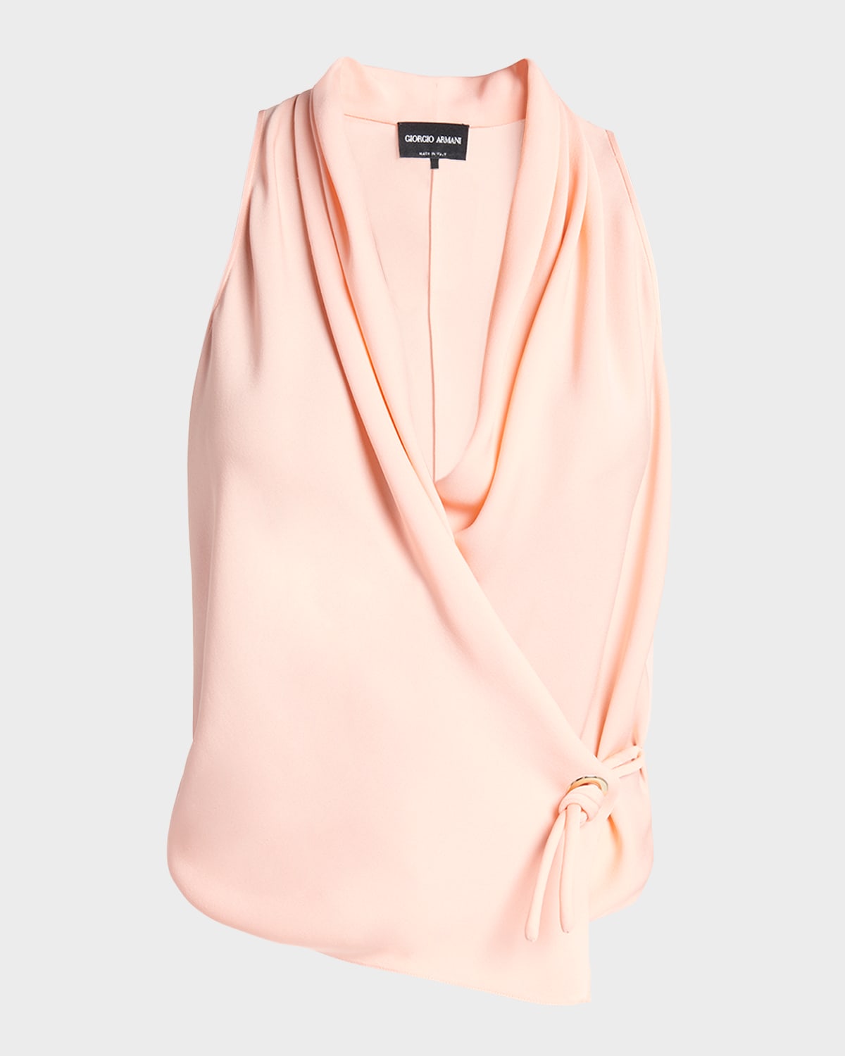 Giorgio Armani Silk Wrap Blouse In Peach