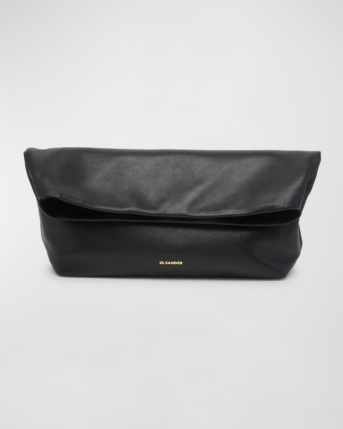 JIL SANDER FOLD-OVER LEATHER CLUTCH BAG