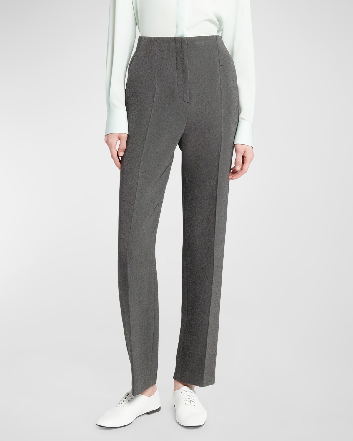 Giorgio Armani Textured Viscose Trousers In Dark Grey