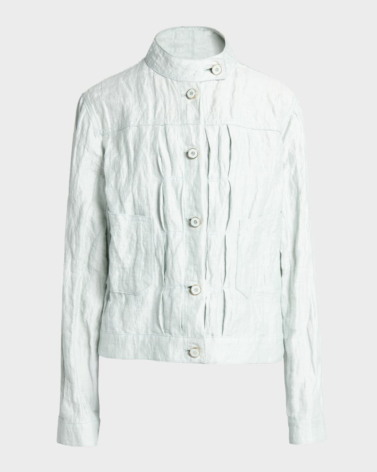 Shop Giorgio Armani Cotton Linen Jacket In Mint