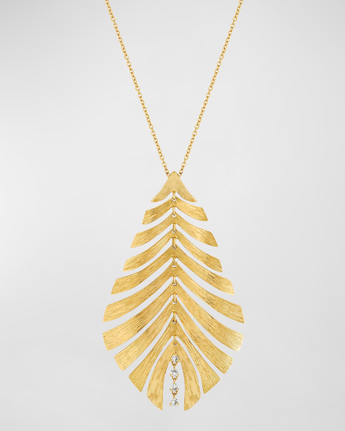 Hueb 18k Bahia Yellow Gold Diamond Leaf Pendant Necklace