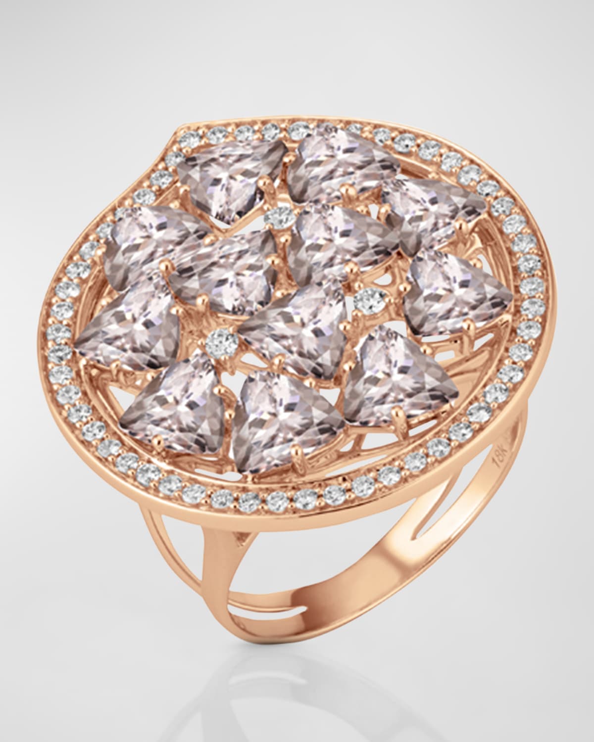 HUEB 18K MIRAGE ROSE GOLD RING WITH DIAMONDS AND ROSE MORGANITE