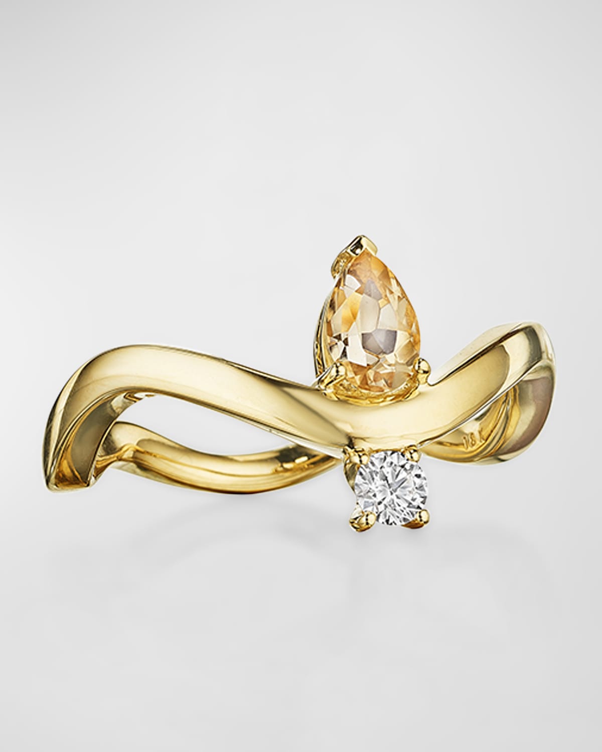 18K Mirage Yellow Gold Ring with VS/GH Diamond and Yellow Sapphire