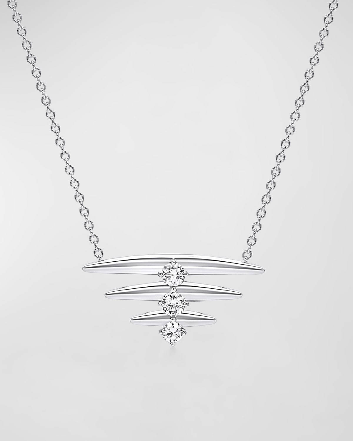 18K Tribal White Gold Necklace with VS-GH Diamonds, 18"