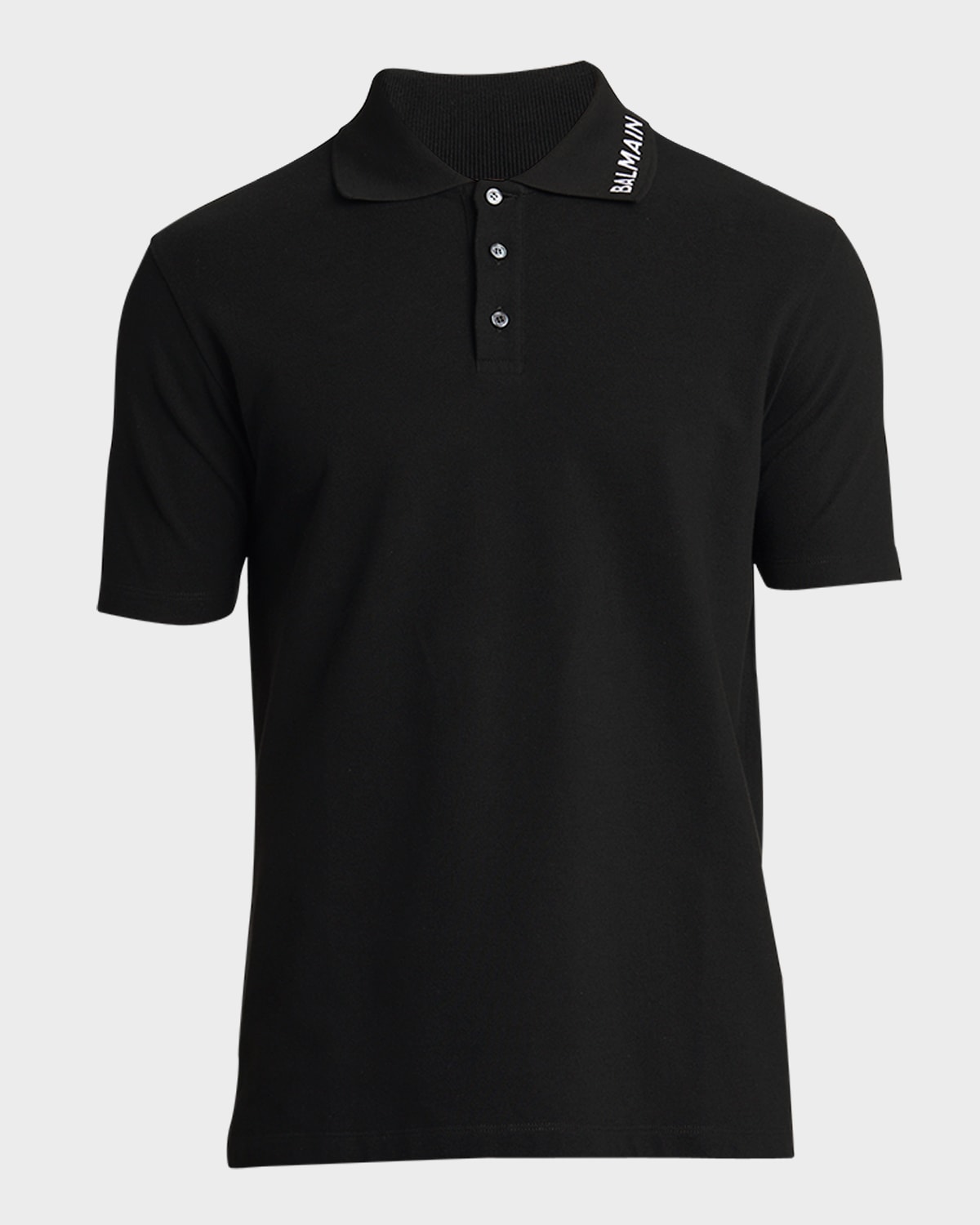 Balmain Cotton Stitched Collar Straight Fit Polo Shirt In Glitter