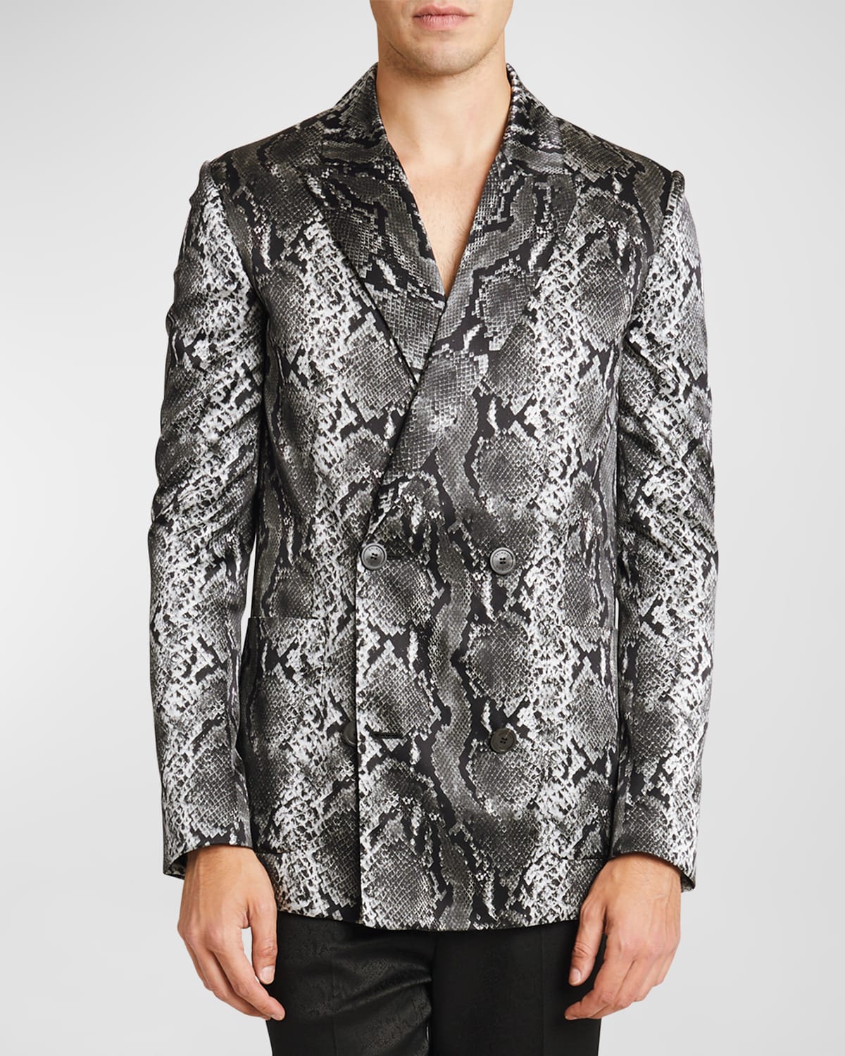 Shop Balmain Men's Python-print Blazer In Lt Grey