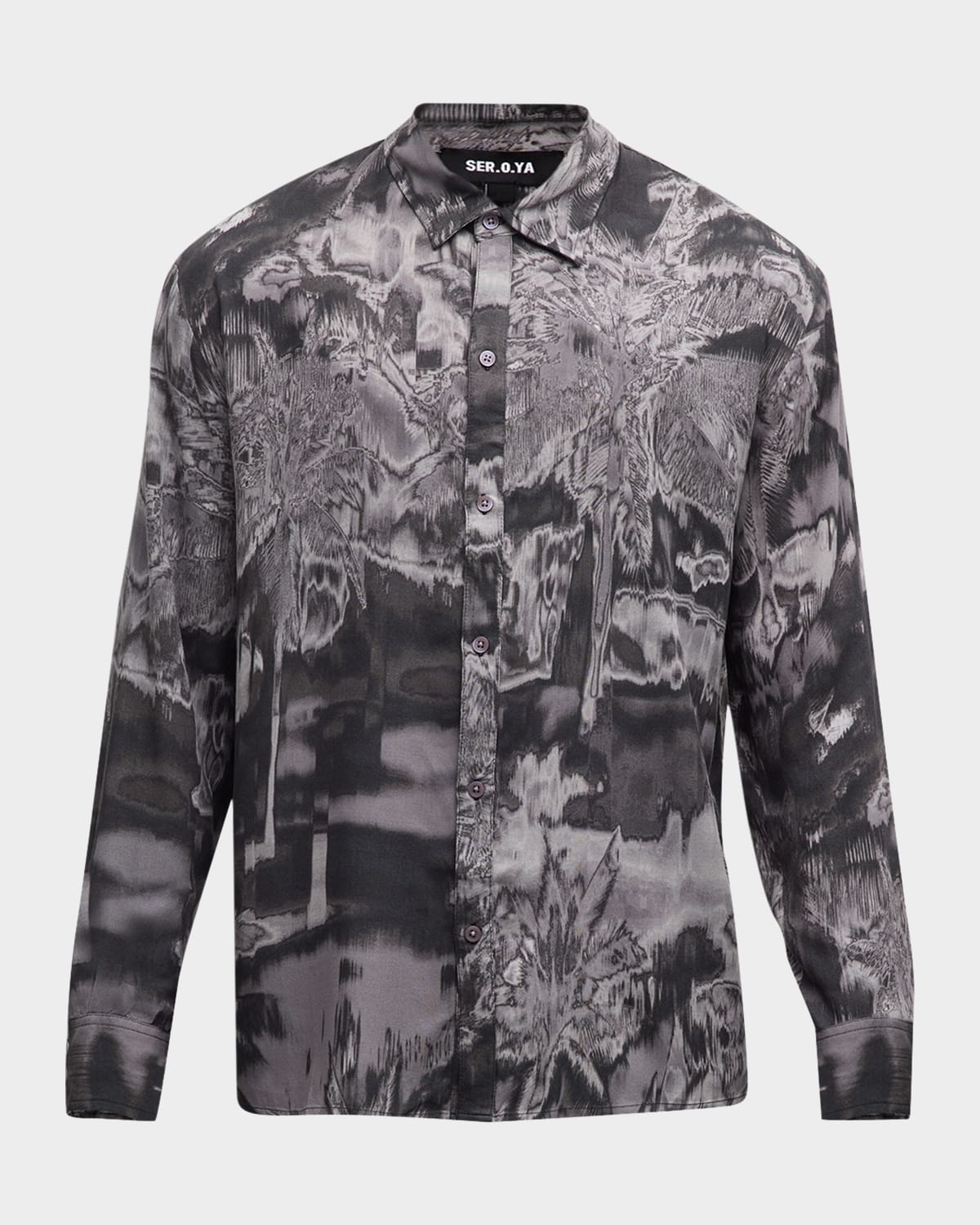 Shop Ser.o.ya Men's Lawson Sport Shirt In Charcoal Palm