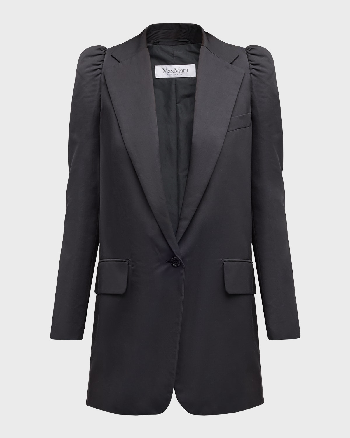 Max Mara Willy Puff-sleeve Single-breasted Blazer Jacket In Black