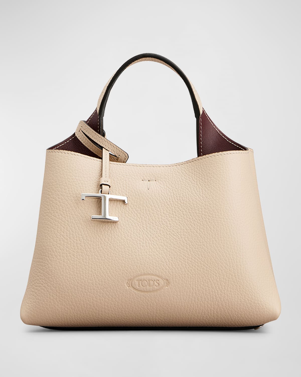 Tod's Micro Apa Leather Top-handle Bag In Naturale Bordeaux