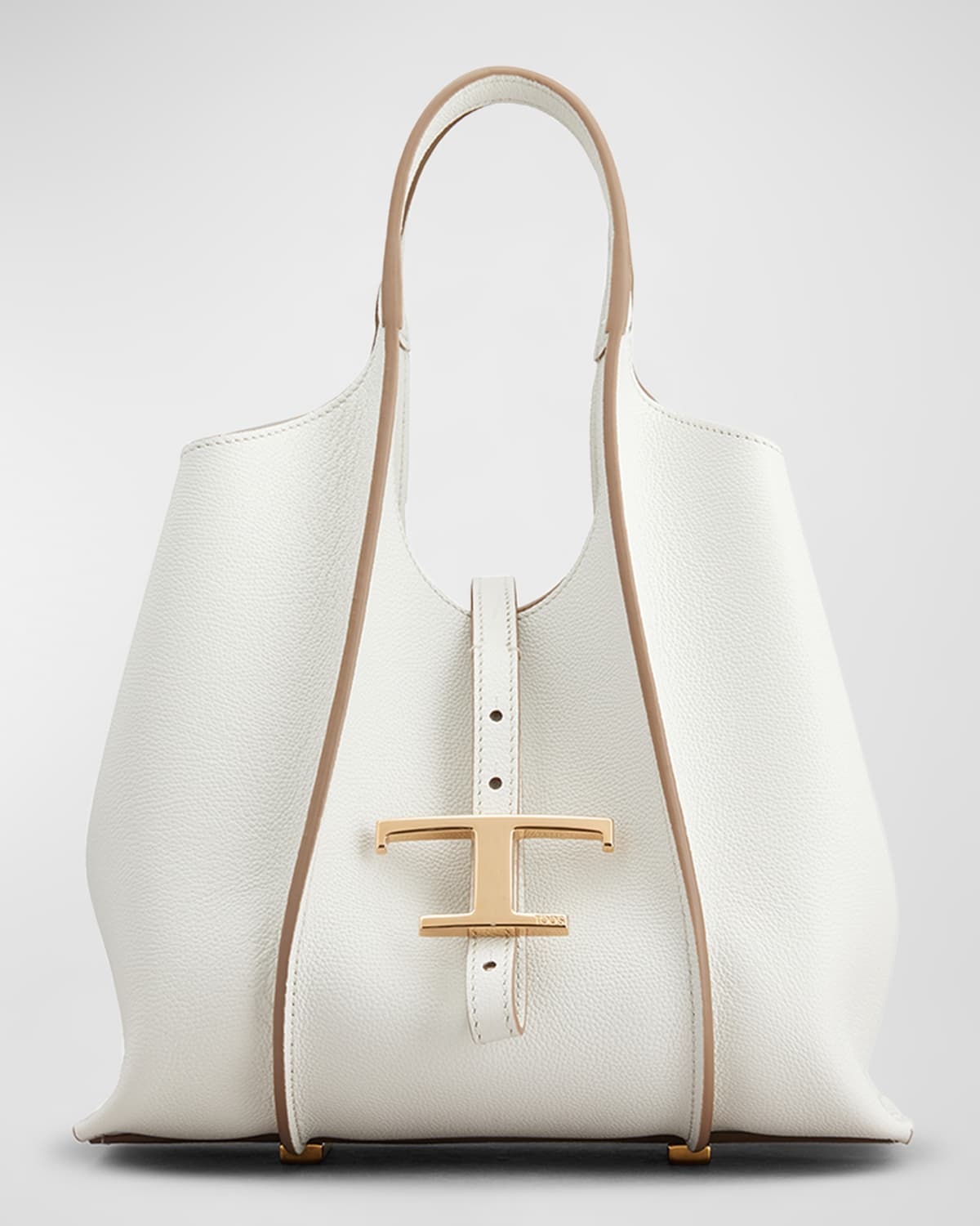 Tod's Small T Timeless Shopping Bag In Bianco Calce