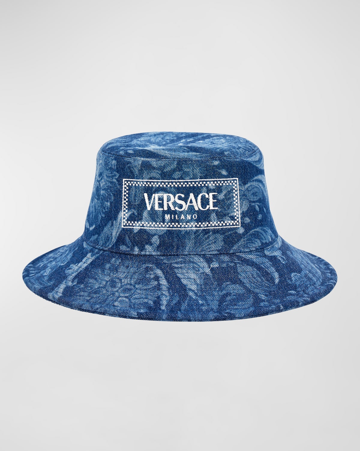 Embroidered Logo Barocco Print Bucket Hat