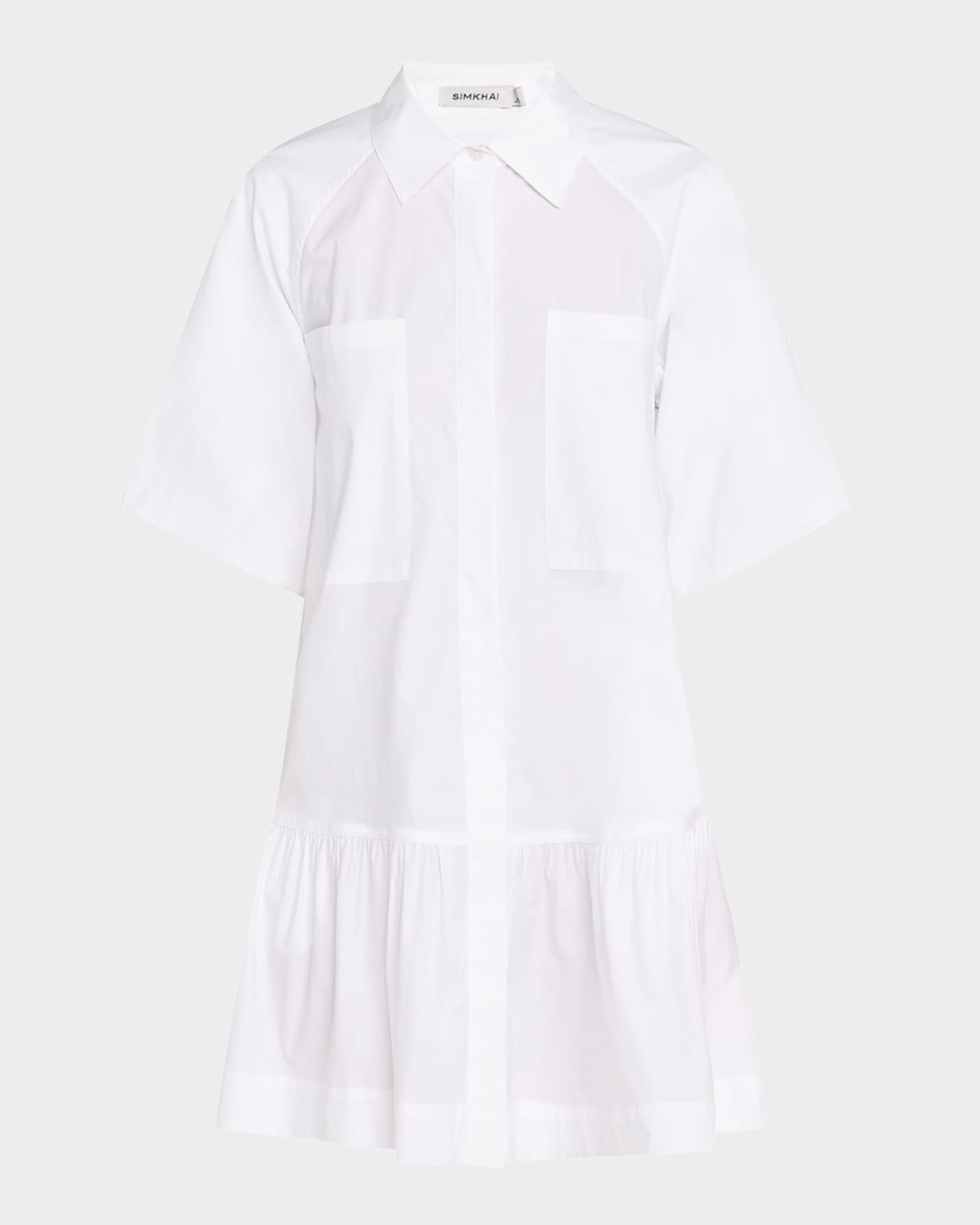 Simkhai Cleo Polin Balloon-sleeve Pleated Mini Dress In White