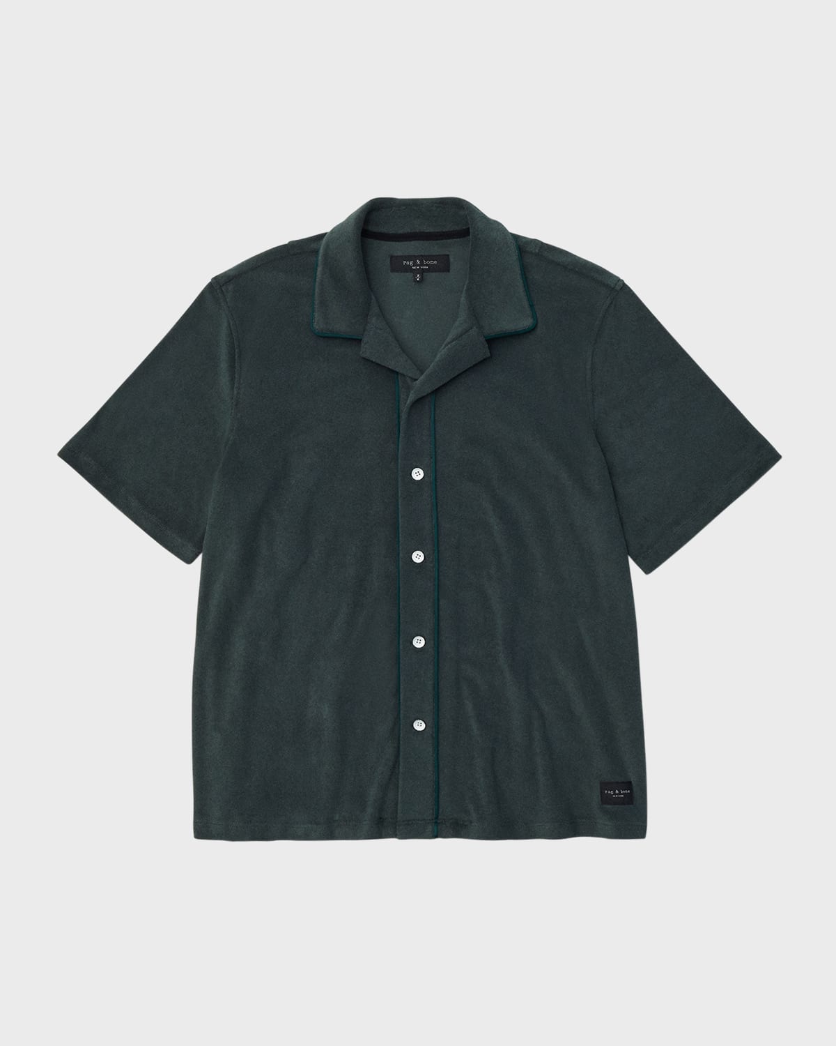 Rag & Bone Avery Terry Cloth Camp Shirt In Shadow Green