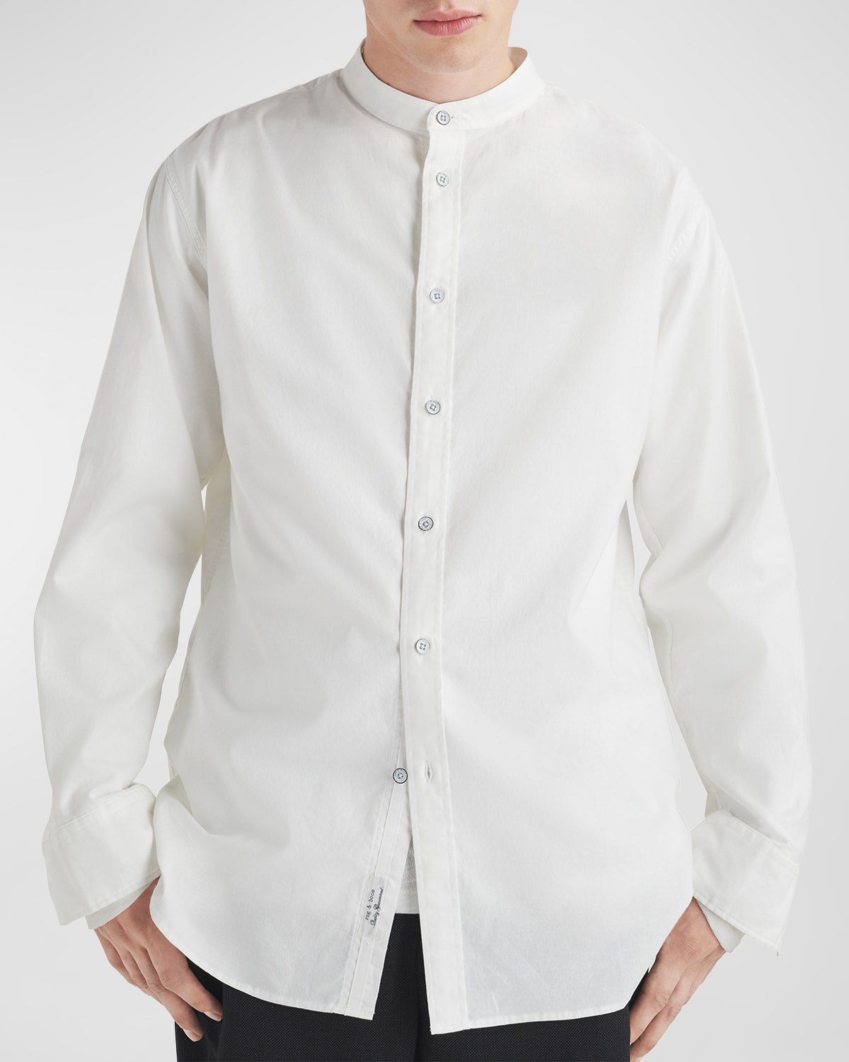 Rag & Bone Landon Oversize Band Collar Button-up Shirt In White