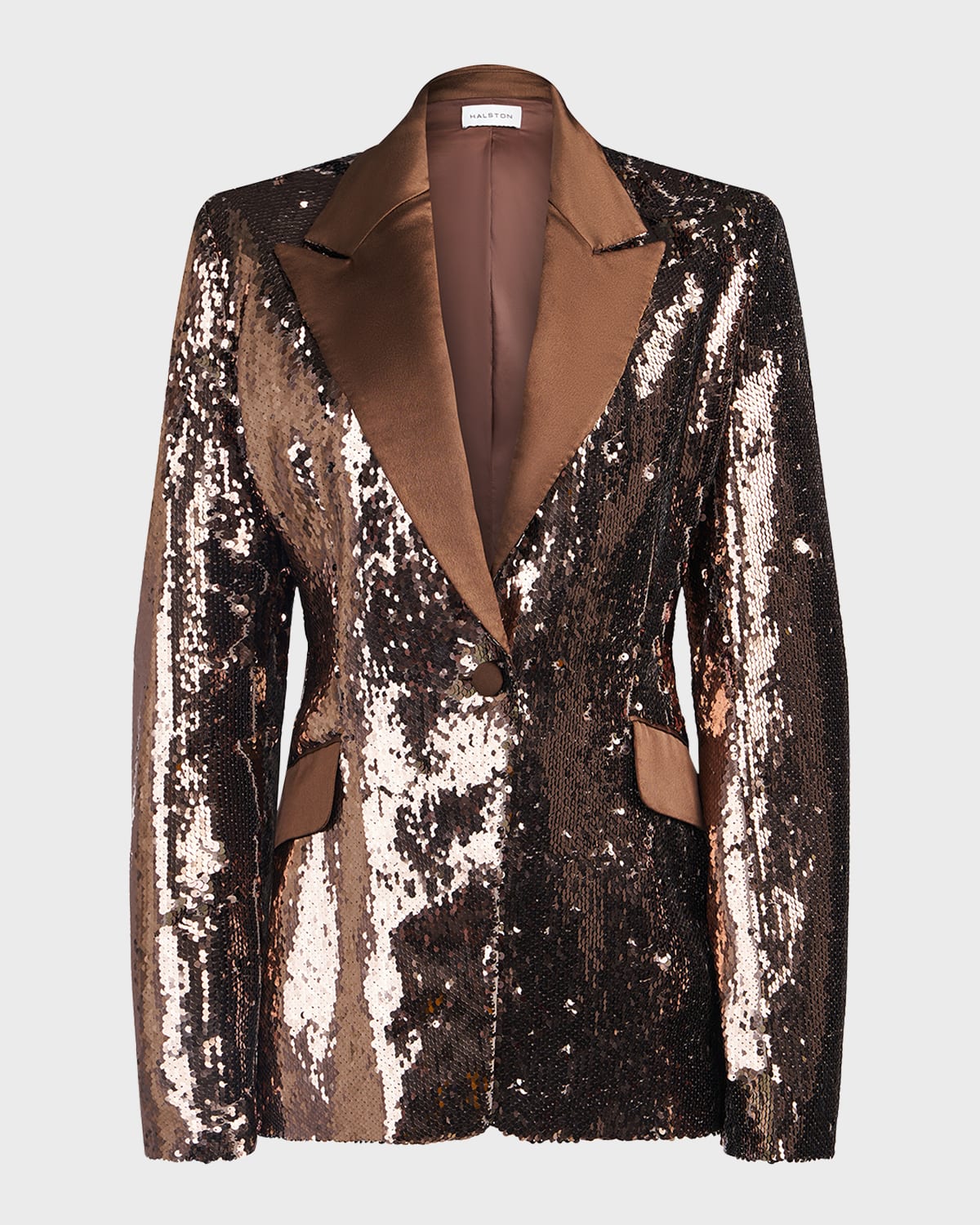 Halston Ameri Single-button Sequin Jacket In Java