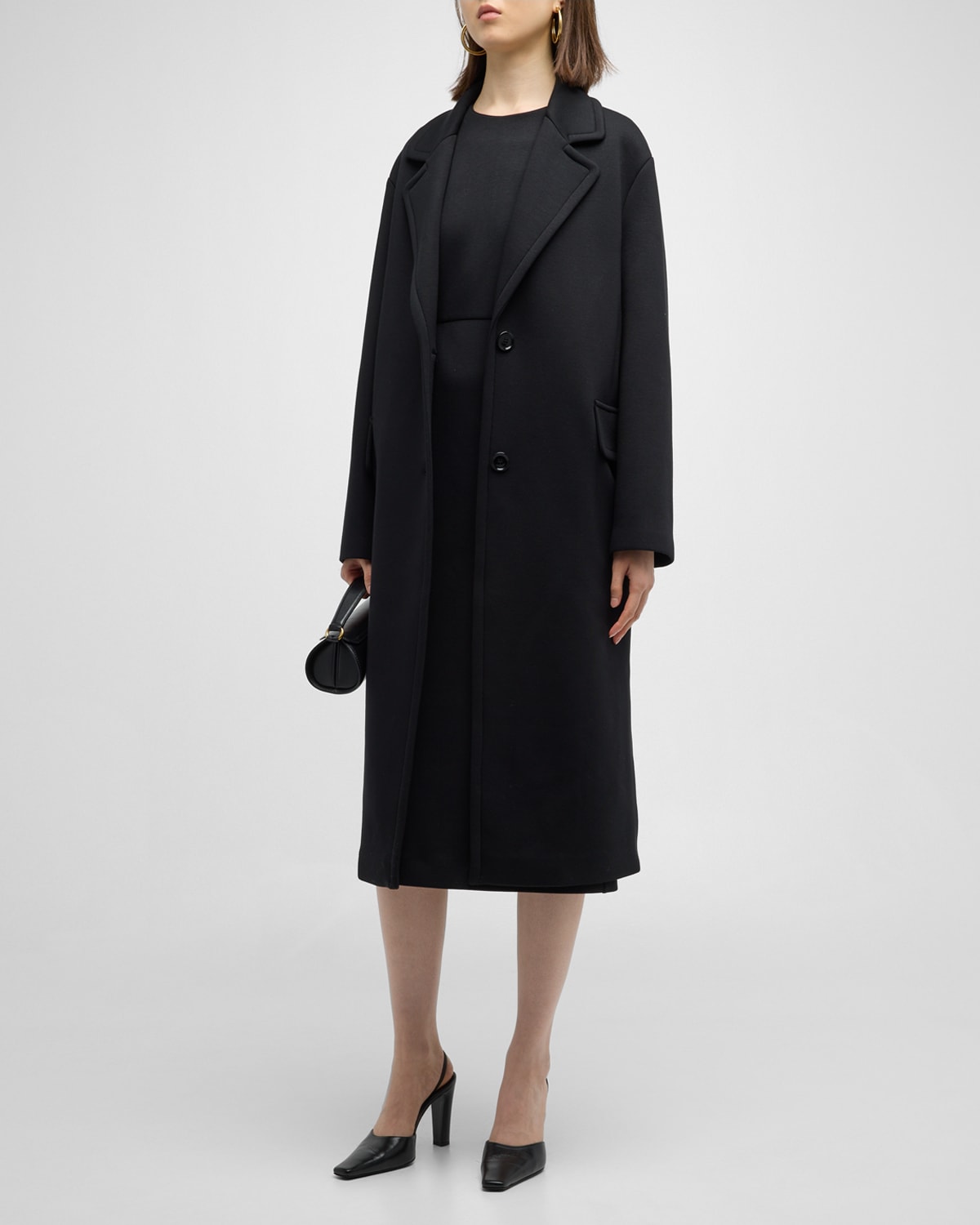 Shop Max Mara Radice Midi Viscose Coat In Black