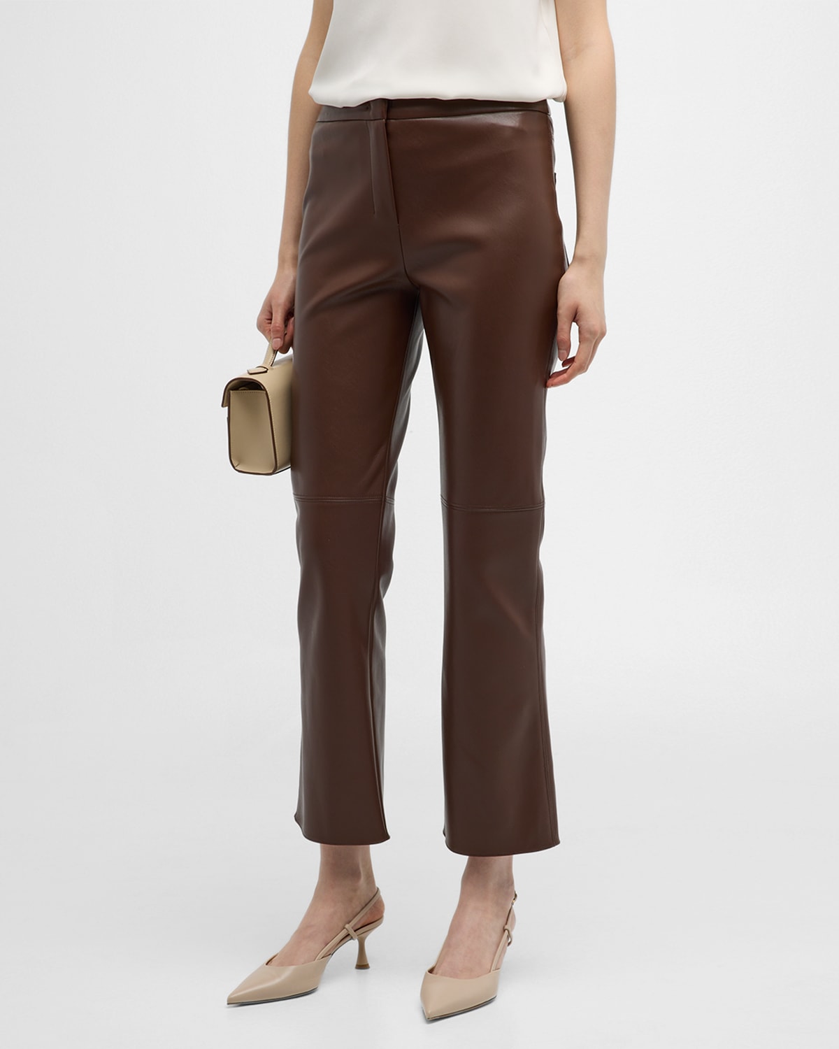 Shop Max Mara Sublime Faux Leather Kick-flare Trousers In Tobacco