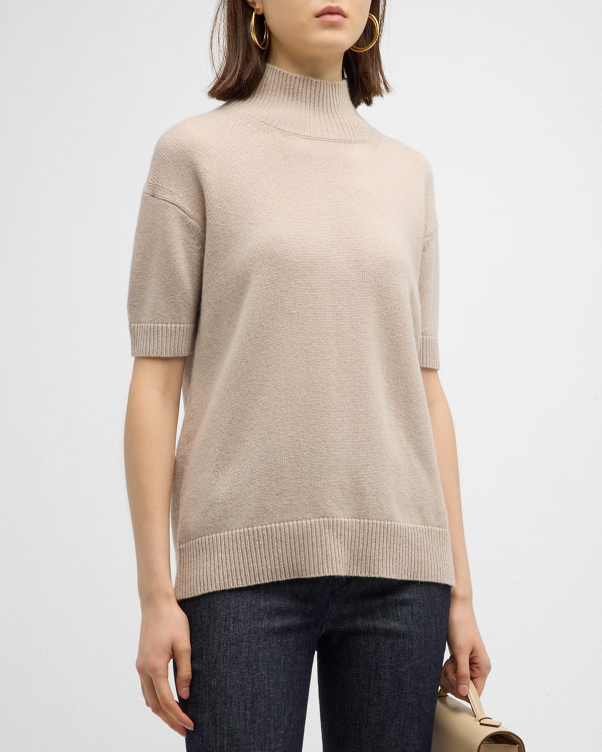 Shop Max Mara Paola High-neck Wool Cashmere Sweater In Sand