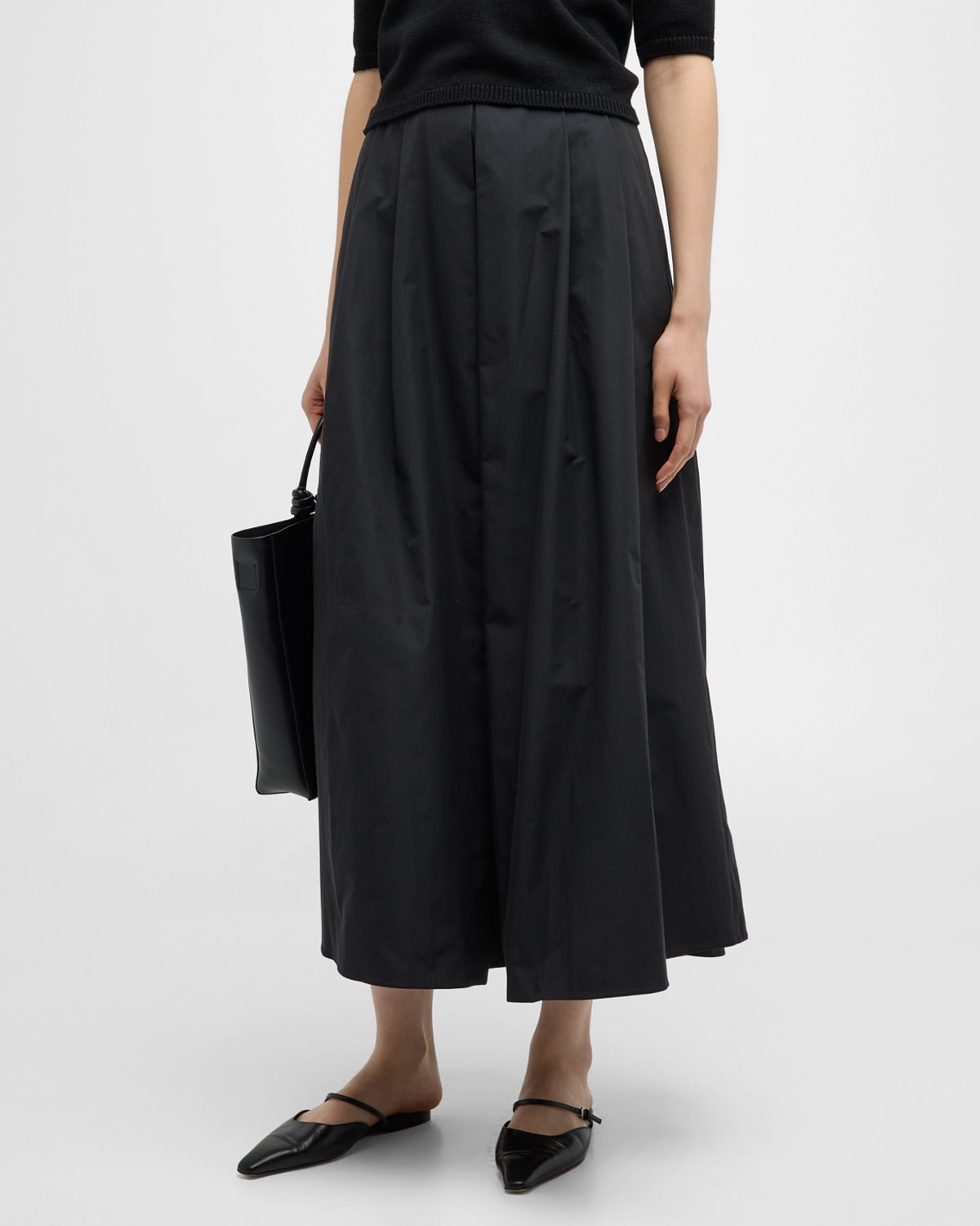 Shop Max Mara Renoir Long Pintuck Skirt In Black