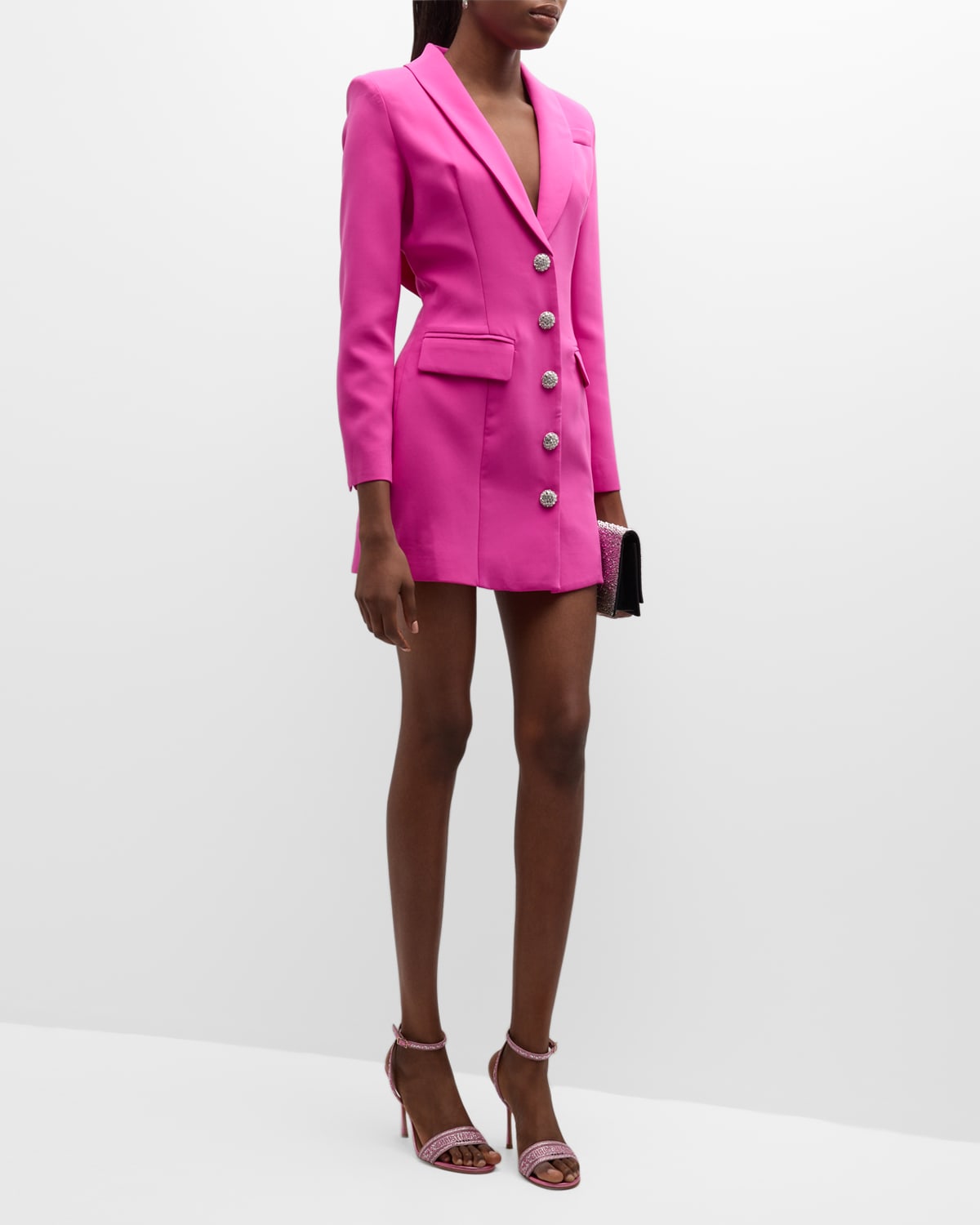 Jovani Rhinestone-embellished Mini Jacket Dress In Hot Pink