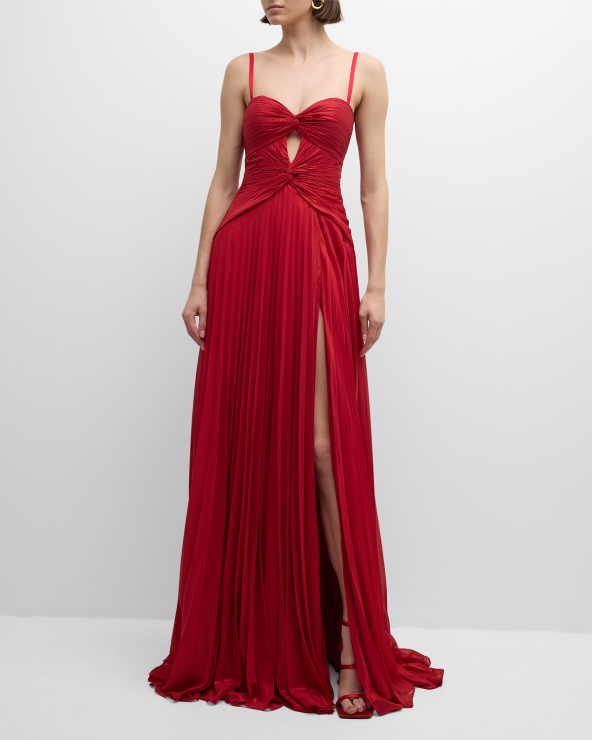 Jovani Strapless Pleated Cutout Sweetheart Gown In Red