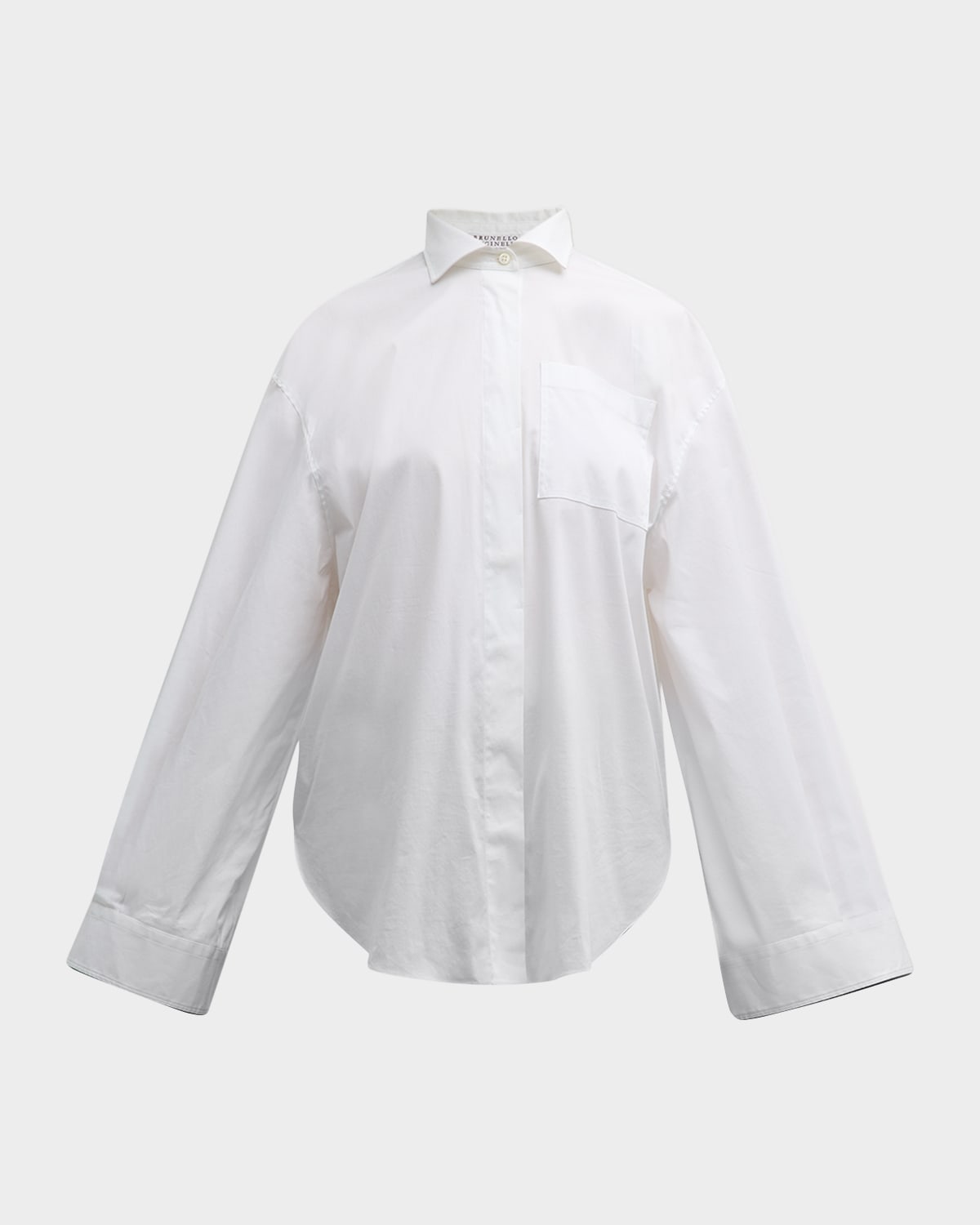 Brunello Cucinelli Women's Stretch Cotton Poplin Shirt With Shiny Cuff Details In C159 White