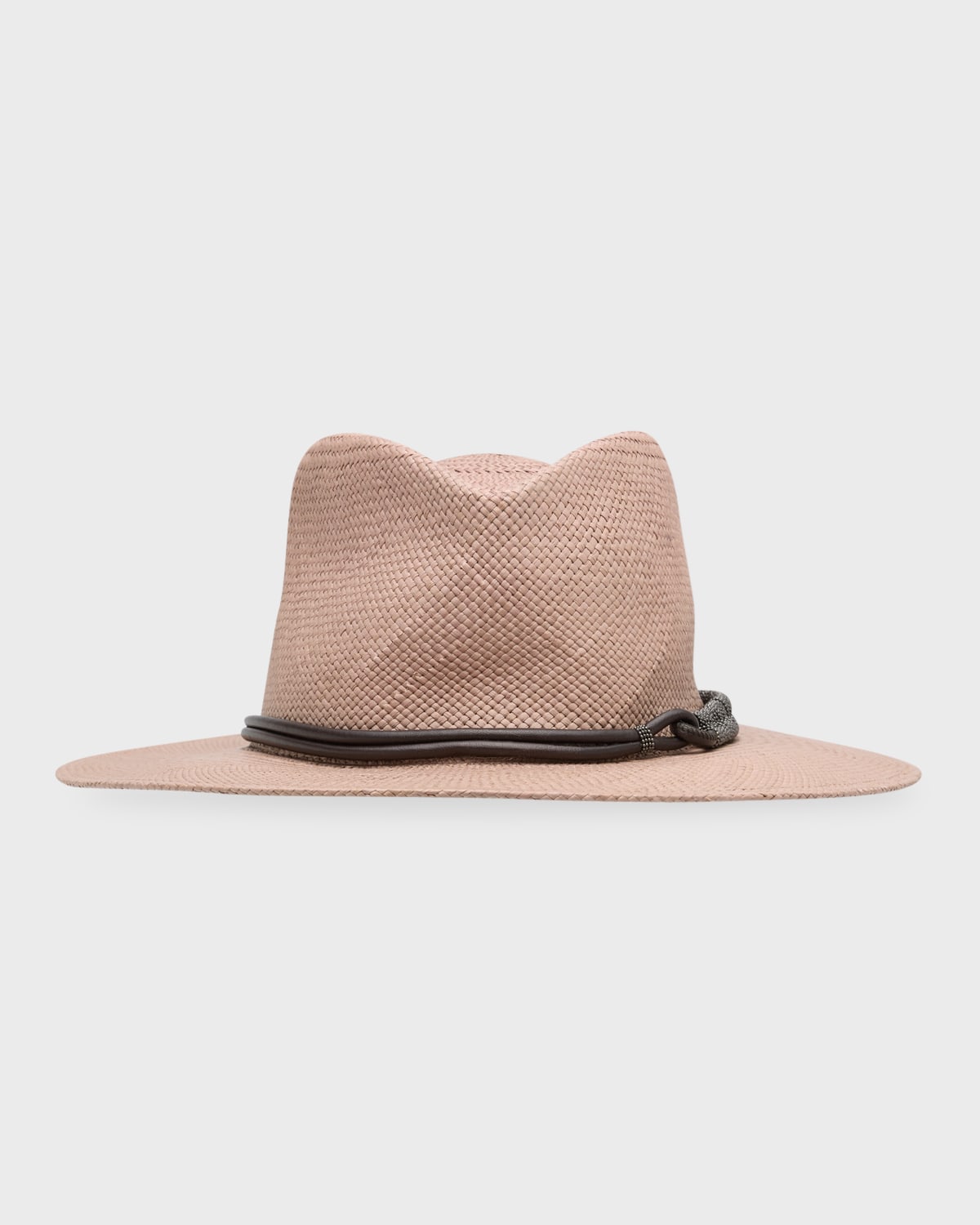 Shop Brunello Cucinelli Straw Hat With Monili Braid Detail In Cdk30 Brown